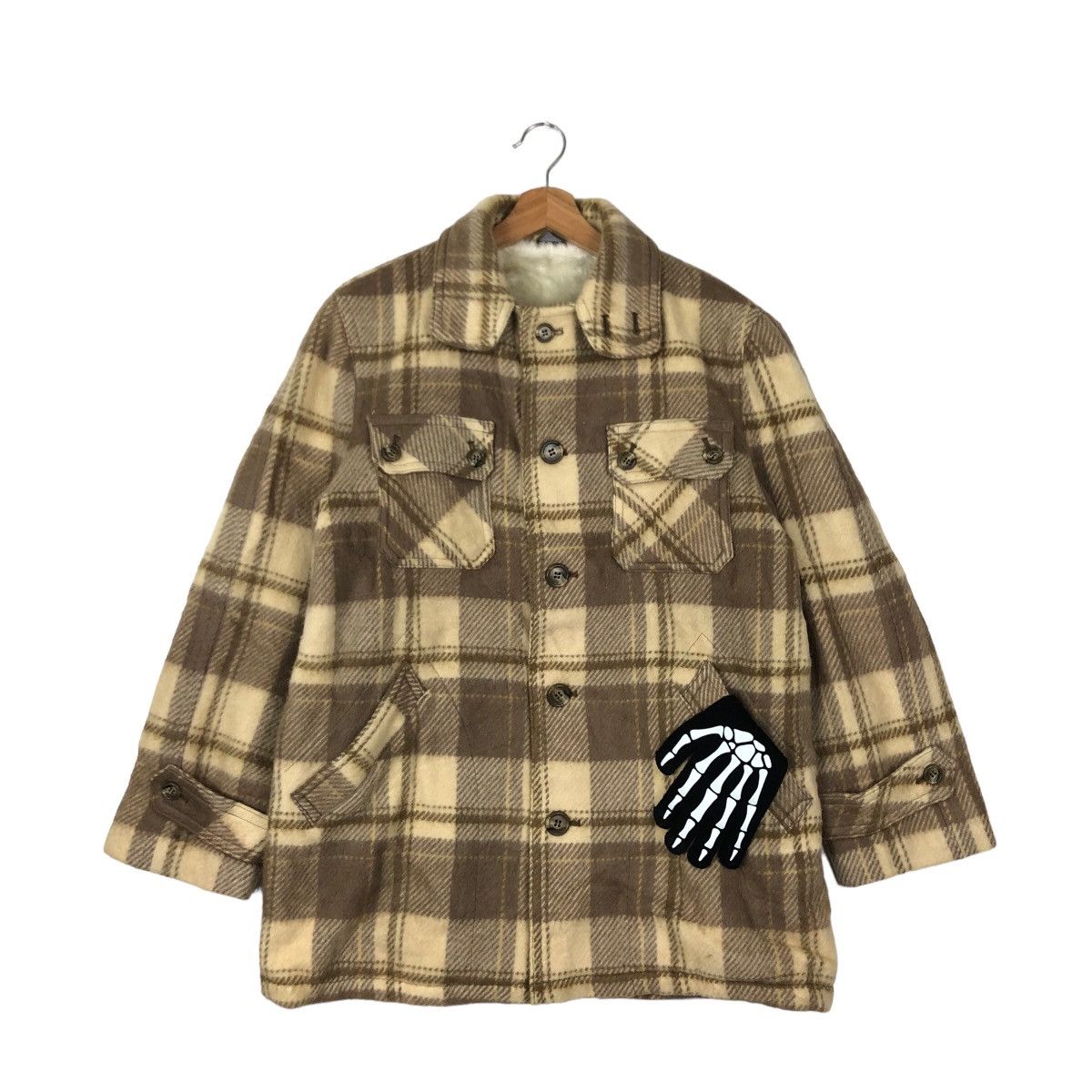 Flannel 🔥VINTAGE FLANNEL JACKET TARTAN DESIGN WOOL MINK FUR LINING Size US L / EU 52-54 / 3 - 1 Thumbnail