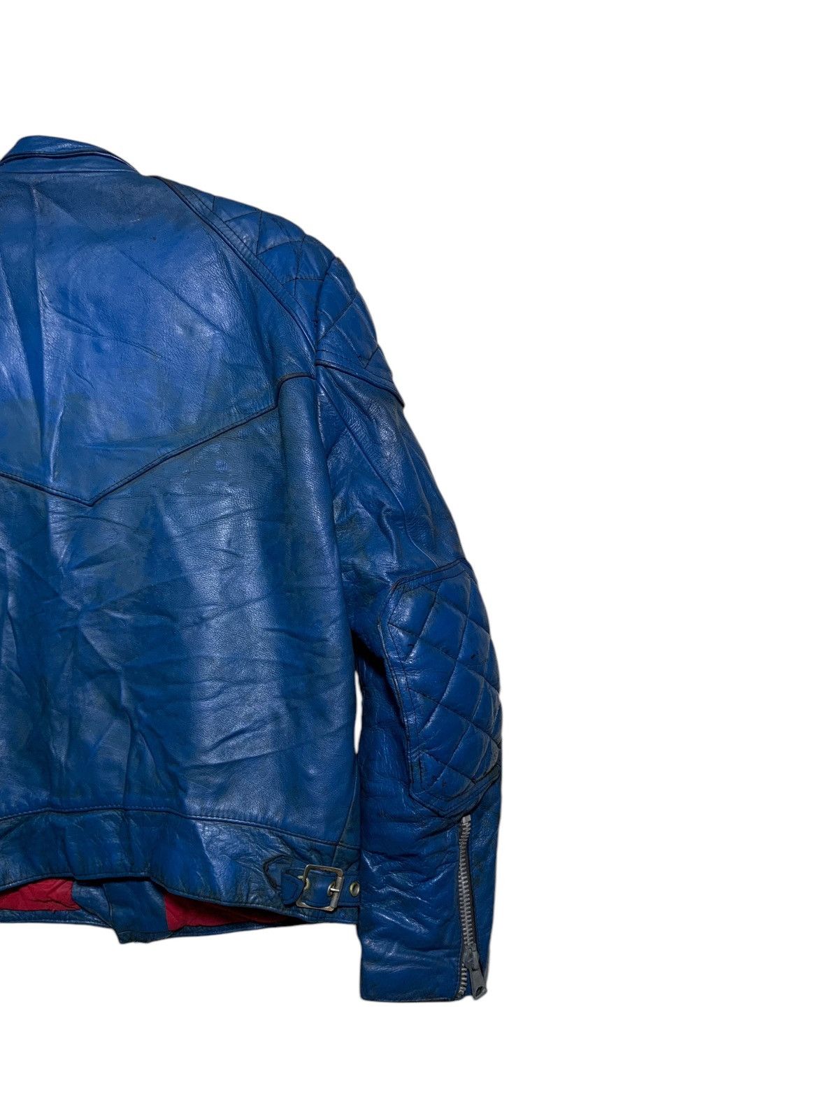 Genuine Leather × Vintage 🔥VTG BLUE BIKERS JACKETS GENUINE LEATHER Size US L / EU 52-54 / 3 - 7 Thumbnail
