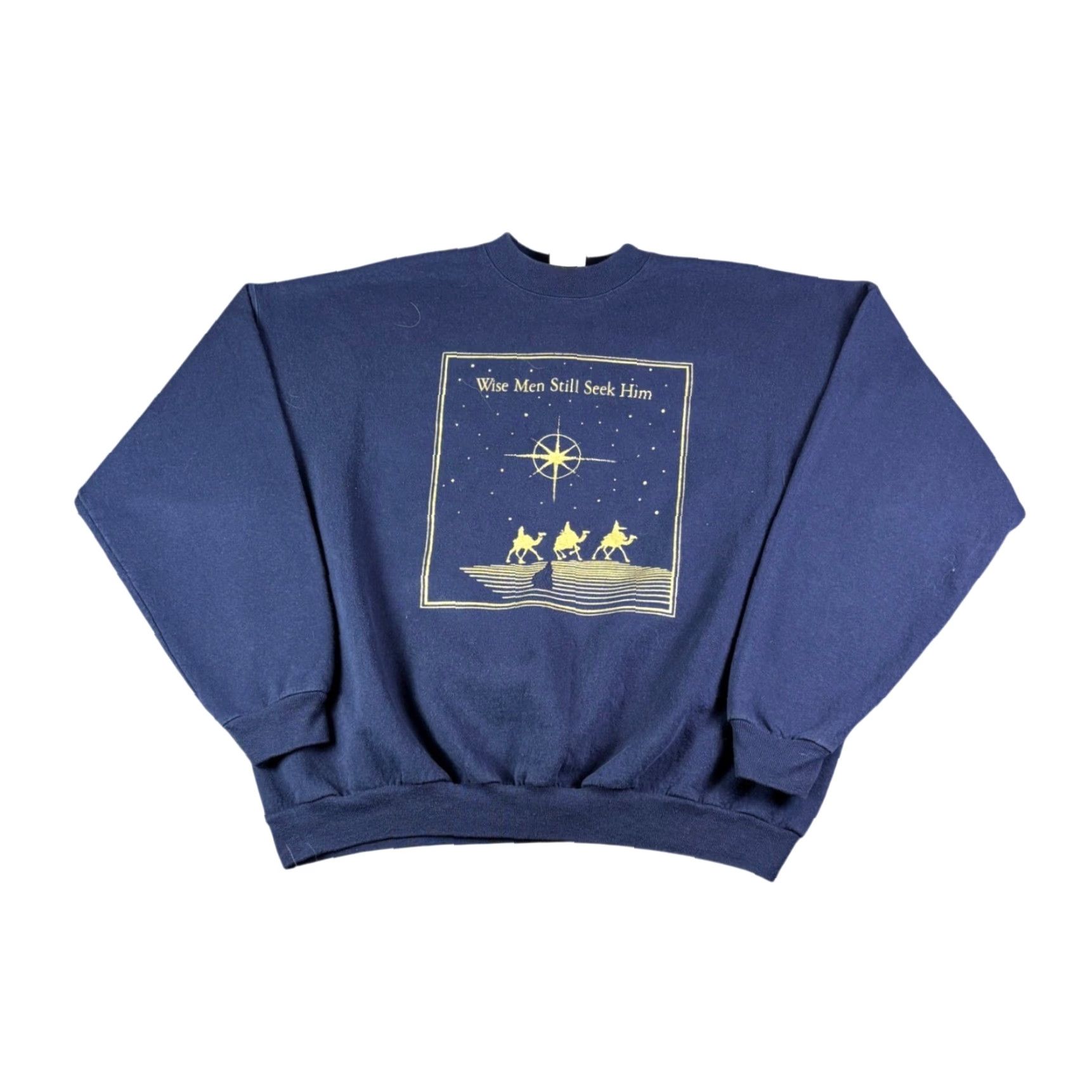 Hanes VINTAGE Hanes ComfortBlend Navy Blue Wise Men Seek Him Christmas Sweatshirt Adult XXL Size US XXL / EU 58 / 5 - 2 Thumbnail