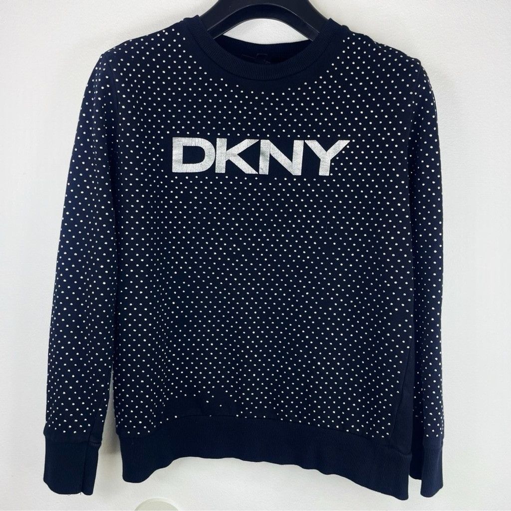 DKNY DKNY Women’s Metallic Studded Sweatshirt w Silver Logo XXS Size XXS / US 00 / IT 34 - 3 Thumbnail
