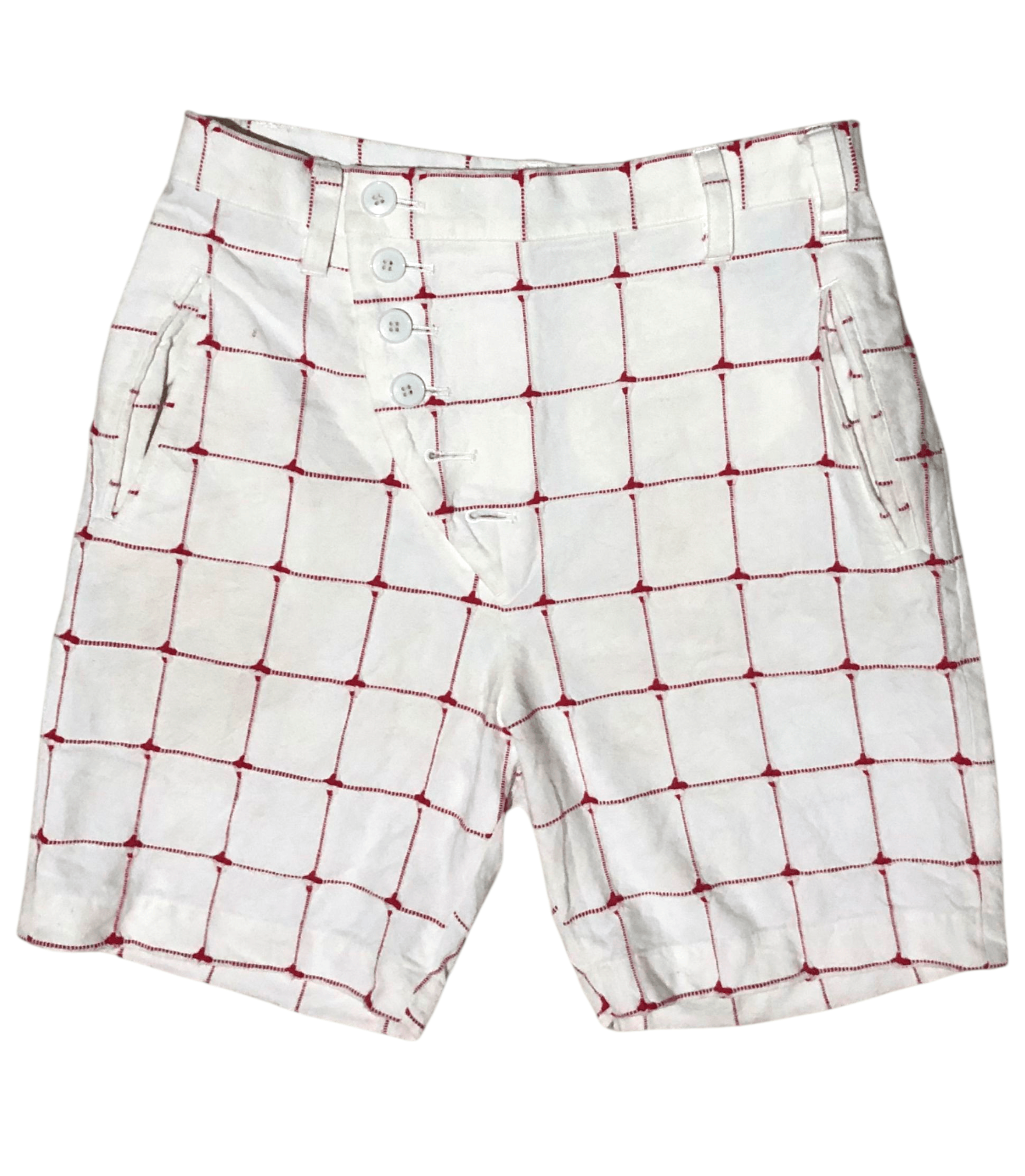 Ne-Net Japanese Brand Issey Miyake Né-net Red Grid Stitched Size 28" / US 6 / IT 42 - 1 Thumbnail