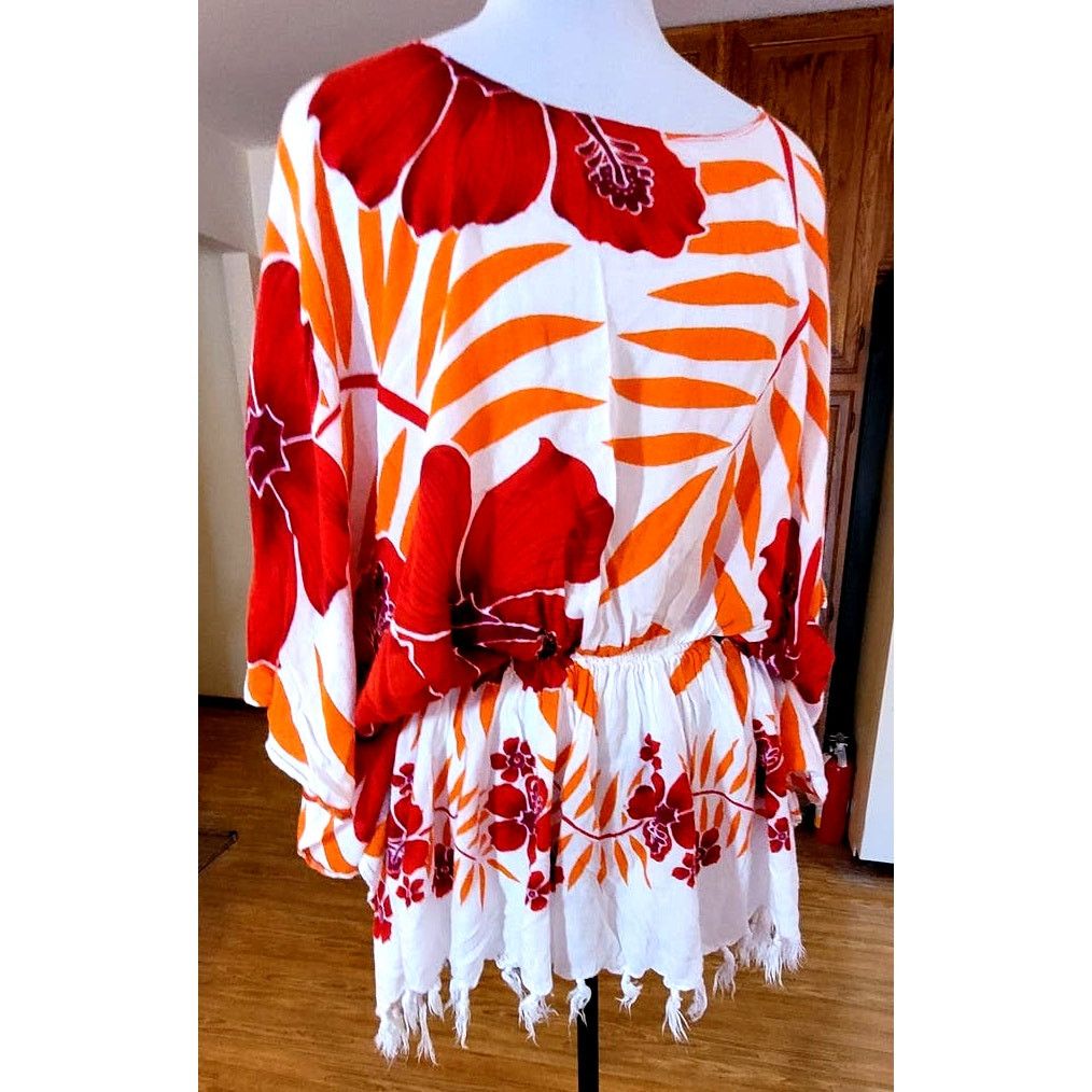 Other O.K. MIKE Womens Top One Size Hippie Fringe Batik Size ONE SIZE - 2 Thumbnail