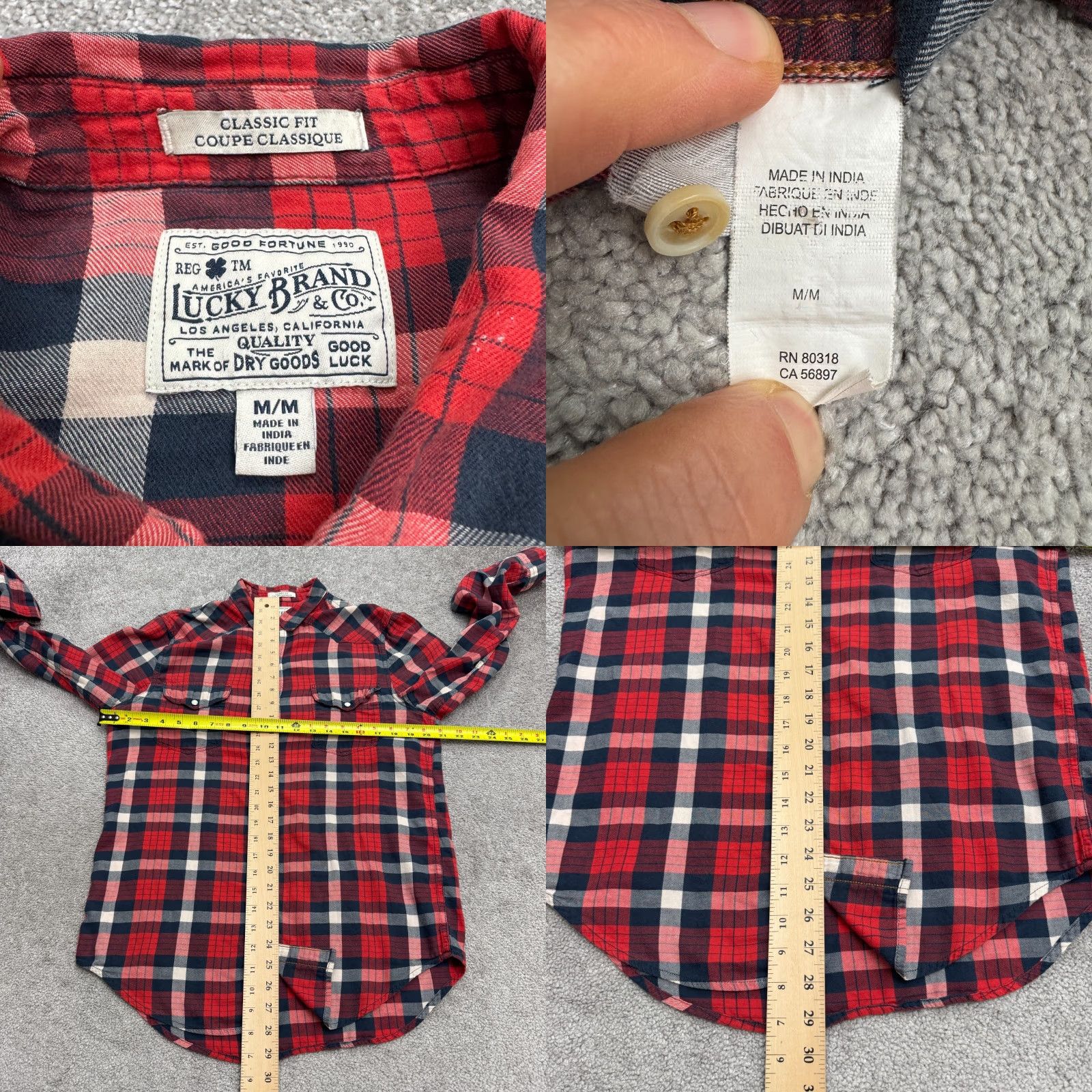 Lucky Brand Lucky Brand Button-Up Shirt Plaid Flannel Mens M Red Classic Short Summary Size US M / EU 48-50 / 2 - 8 Thumbnail
