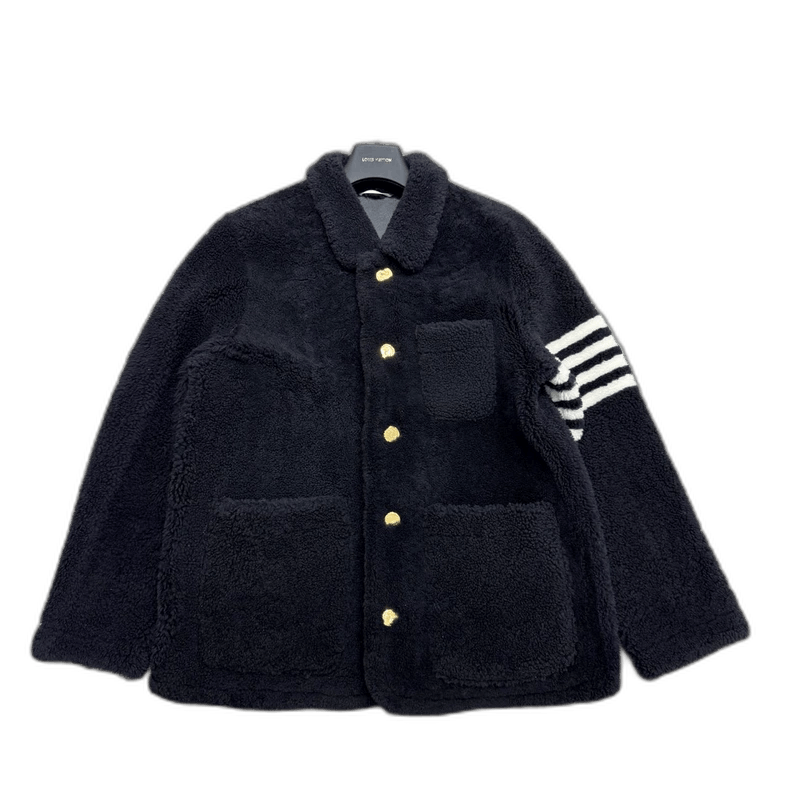 Thom Browne Fuzzy Coat with Stripes-yf