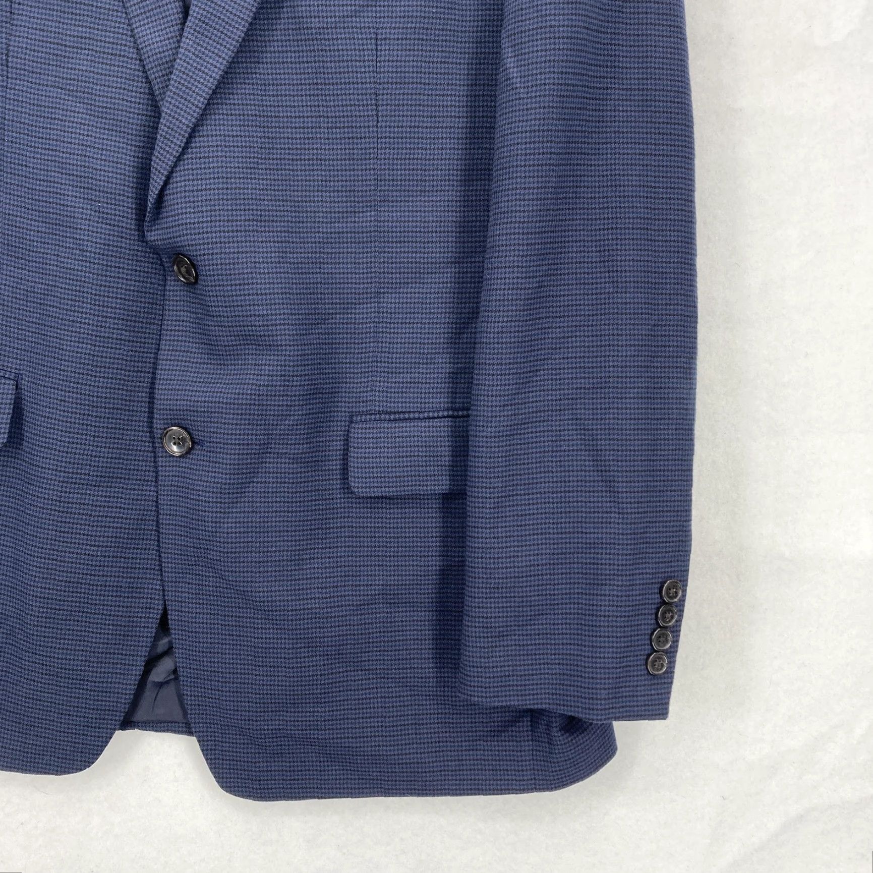 Ralph Lauren Lauren Ralph Lauren Blazer Mens 44L Dark Blue Houndstooth Two Button Black Label Size 44R - 3 Thumbnail