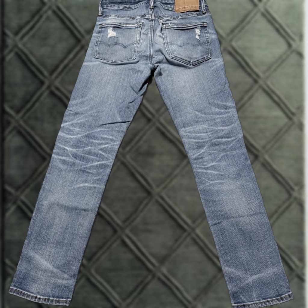 American Eagle Outfitters American Eagle Jeans Women Blue Denim Patched Distressed Slim Straight 28x28 - 28x28 Denim Jeans Women Size 28" / US 6 / IT 42 - 1 Thumbnail