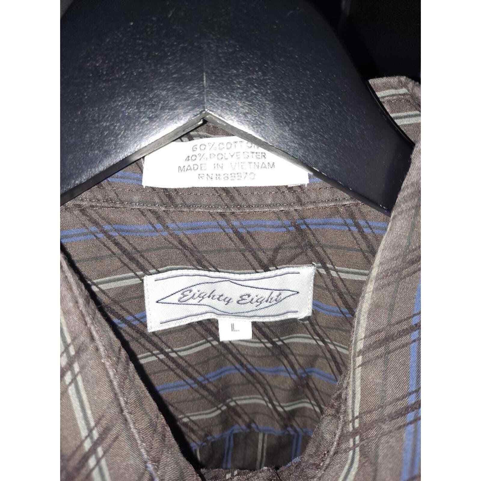Eighty Eight Eighty Eight Gray, White and Blue Button Up Size Large Size US L / EU 52-54 / 3 - 4 Thumbnail