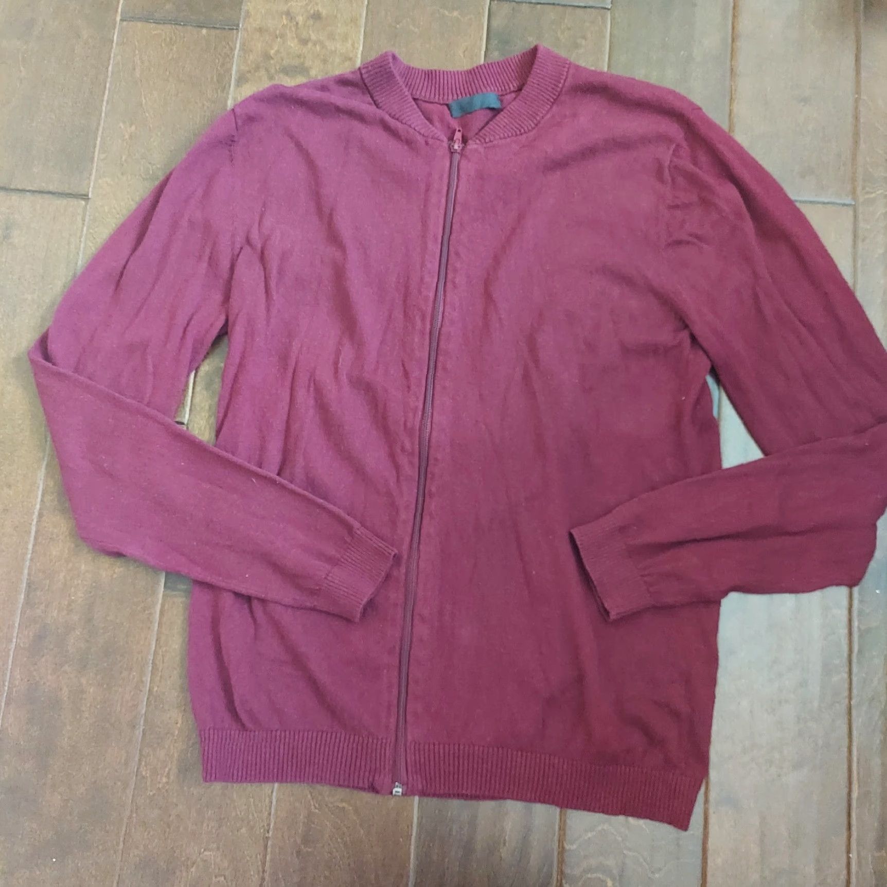 Asos ASOS Jacket Men Zip Up Burgundy XL Size Regular Red Outdoor Fall Spring Summer Winter Travel Workwear Casual Size US XL / EU 56 / 4 - 2 Thumbnail