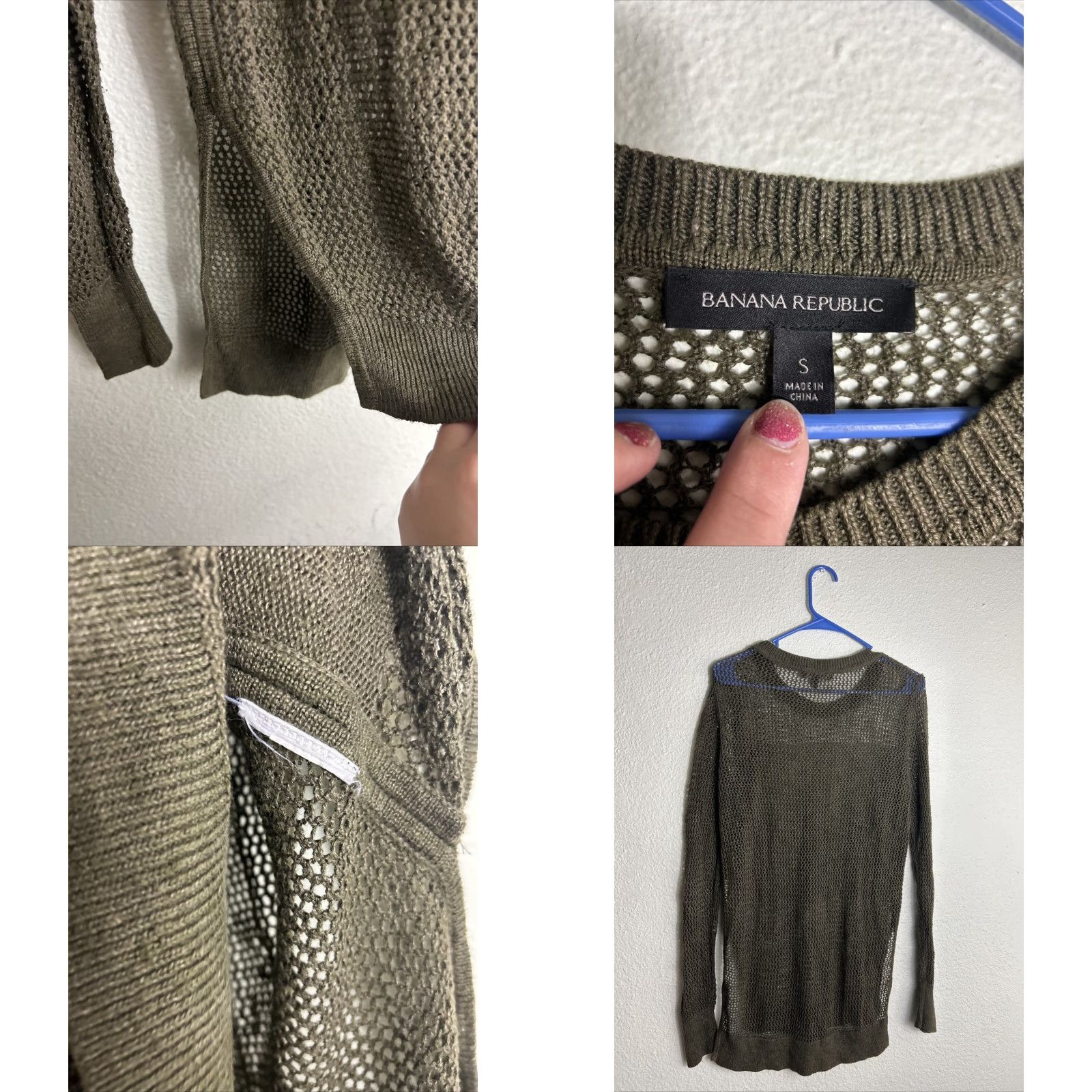 Banana Republic Banana Republic Women's Small Green Loose Knit Striped Sweater Size S / US 4 / IT 40 - 8 Thumbnail