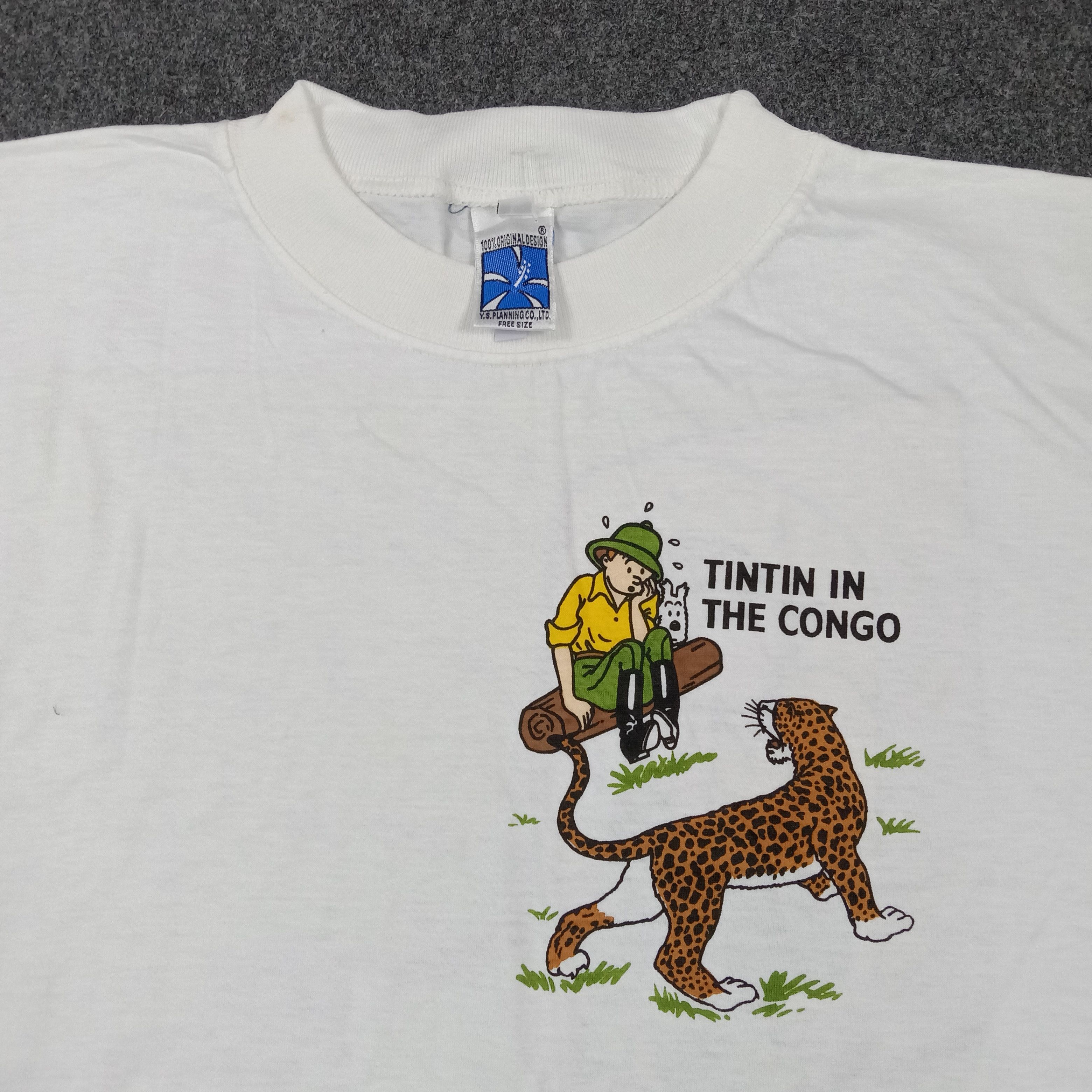 Vintage Tintin In The Congo Retro Cartoon Comic Tdshirt C276N3 Size US L / EU 52-54 / 3 - 4 Thumbnail
