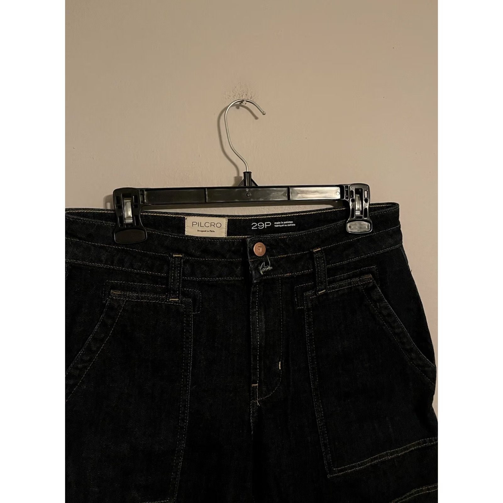 Vintage Anthropologie Pilcro Denim Jeans Women's Blue 29P Double Knee Workwear Size 29" - 2 Thumbnail