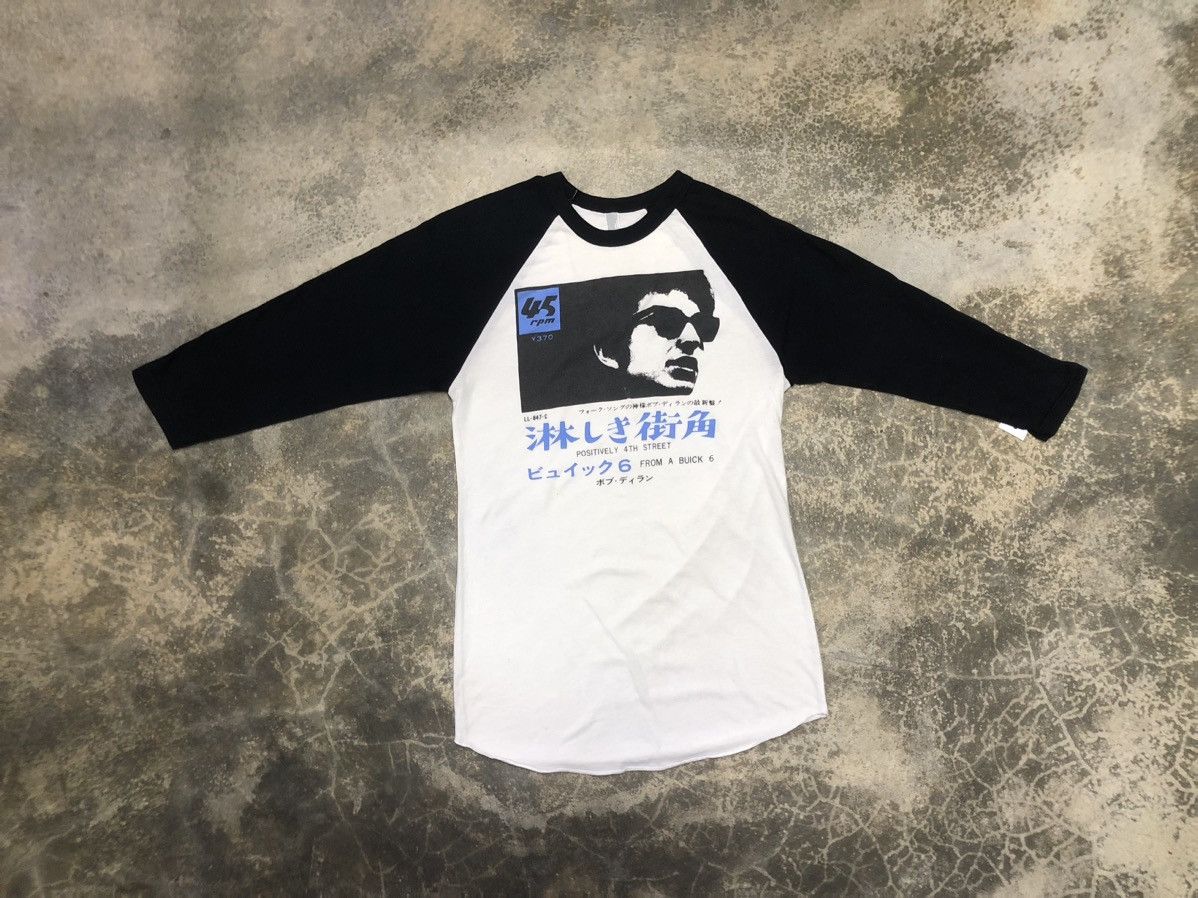 image of Bob Dylan X 45Rpm 3Quarter Tee in White, Men's (Size XS)