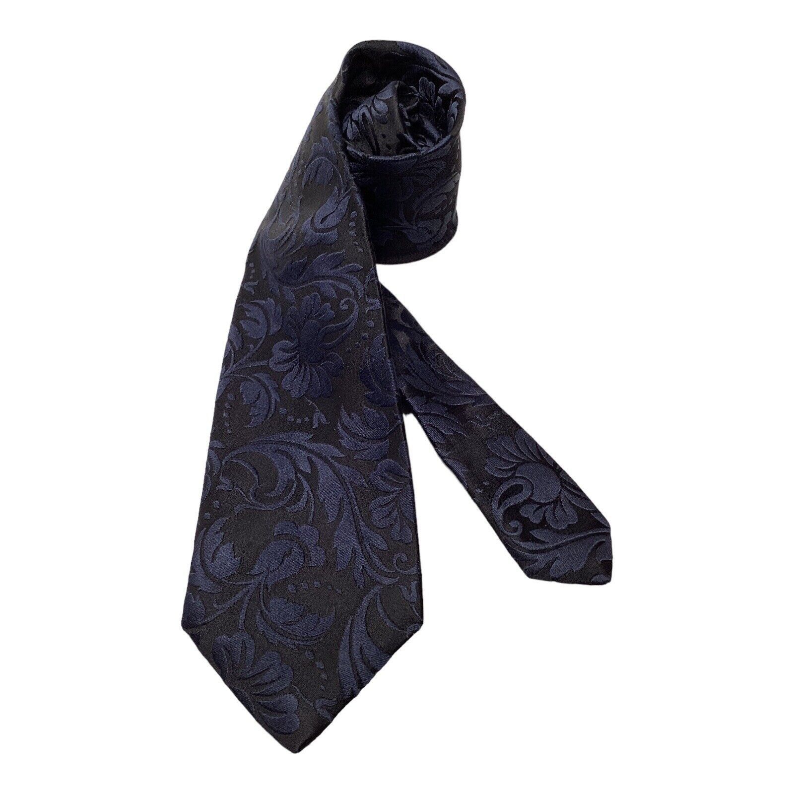 Duchamp DUCHAMP Black Navy Flower Print Luxury Silk Tie Made In Engl Size ONE SIZE - 1 Thumbnail