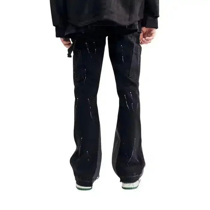 Japanese Brand Paint Splatter Black Stacked Denim Jeans Size US 32 / EU 48 - 4 Thumbnail