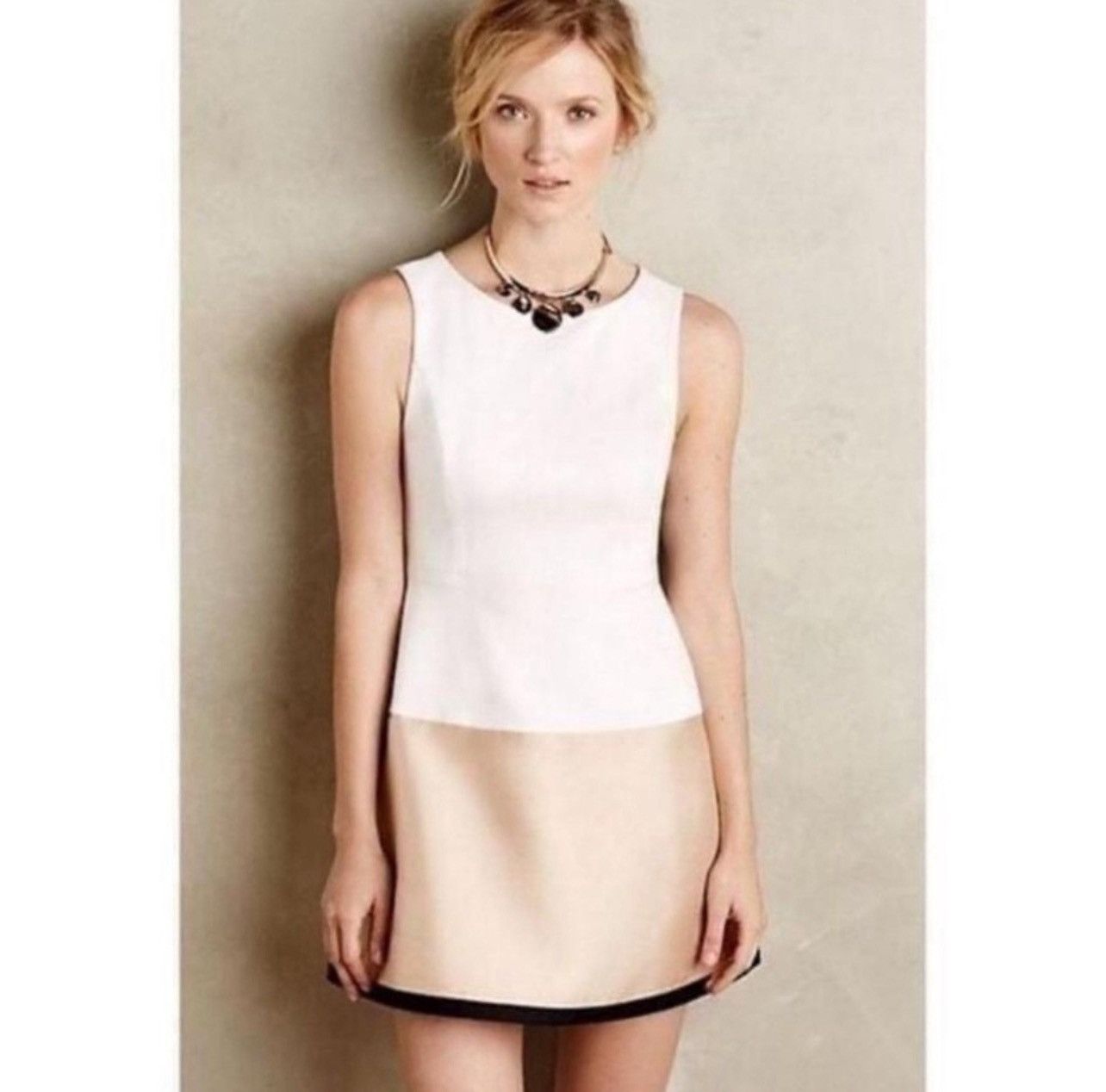 ANTHROPOLOGIE MAEVE NEW GOLD DIPPED SLEEVELESS MINI DRESS