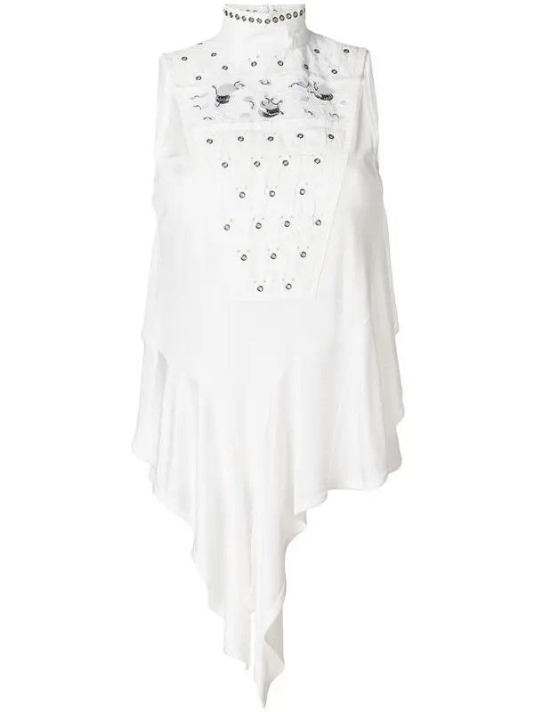 Chloe o1y0825 Turtleneck Evening Blouse in White Size S / US 4 / IT 40 - 1 Thumbnail