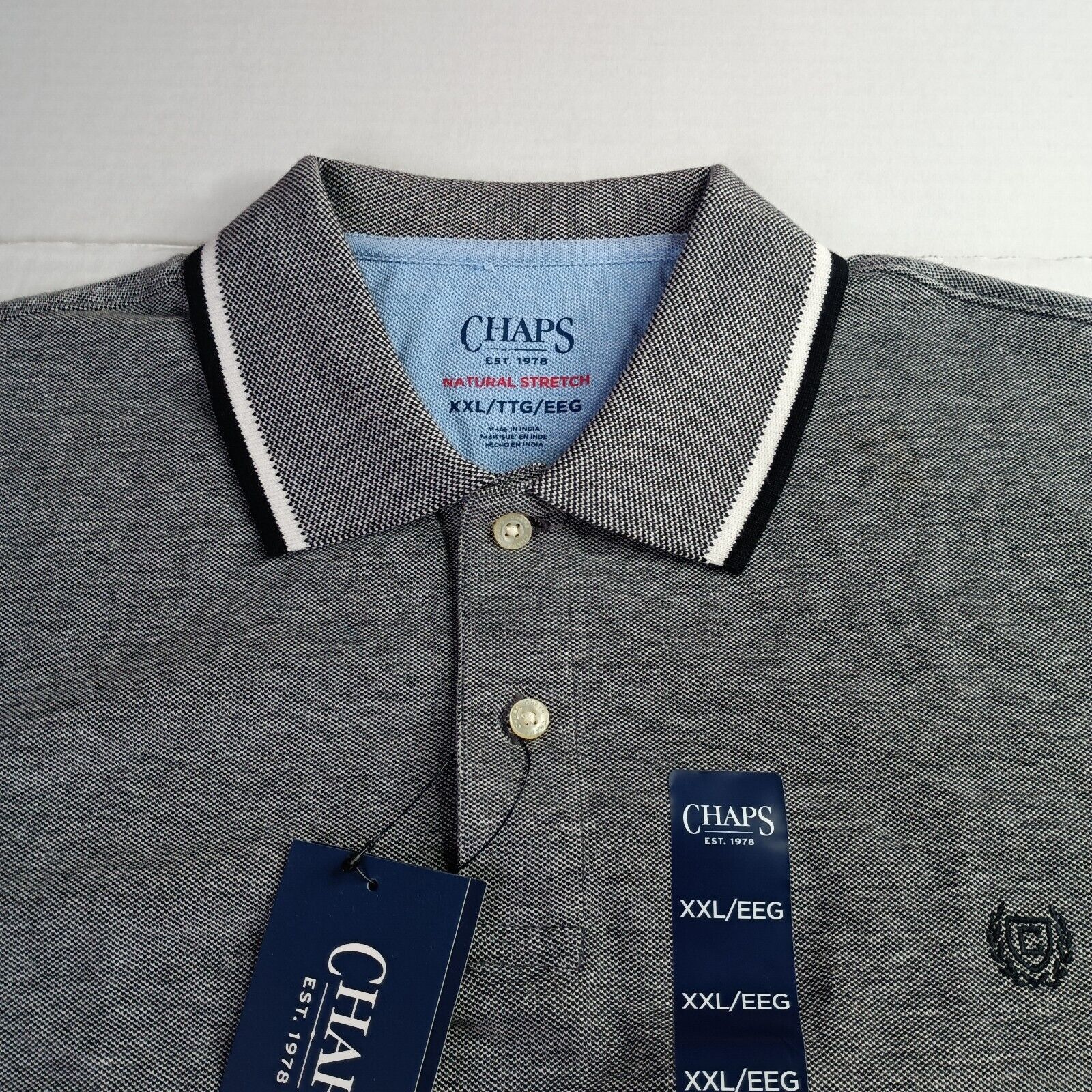Chaps Chaps Polo Shirt Men's 2XL XXL Gray Black Natural Stretch Size US XXL / EU 58 / 5 - 2 Thumbnail