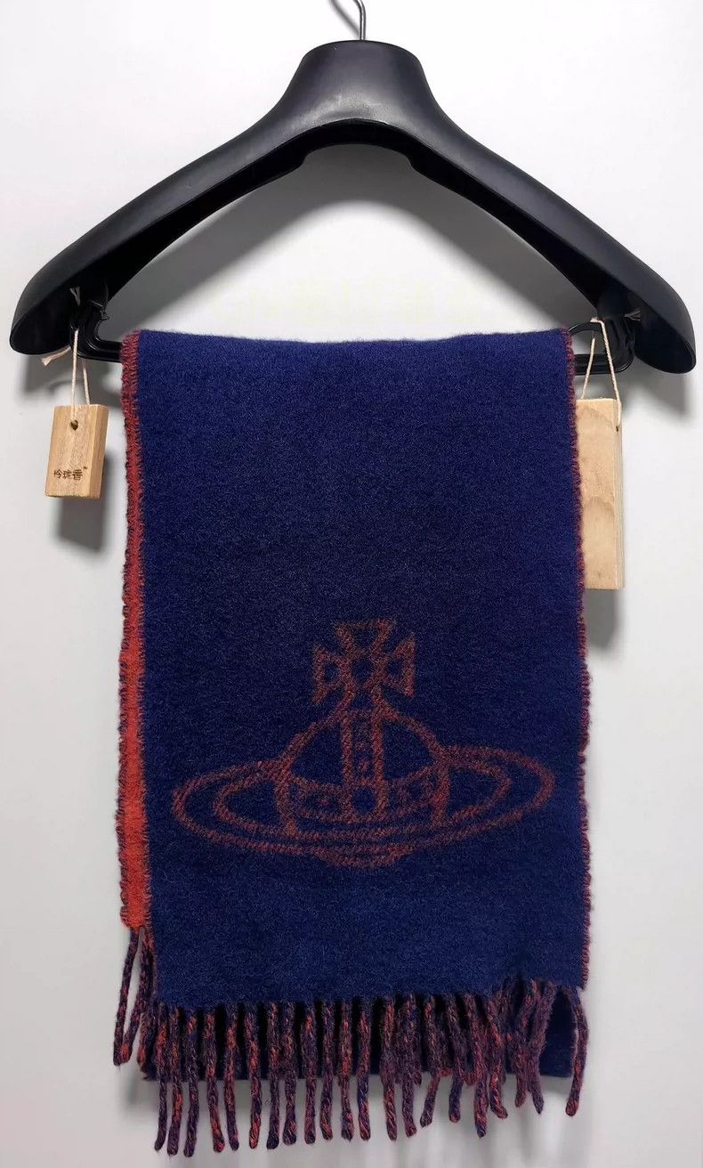 Vivienne Westwood Vivienne Westwood Double side woolen scarf navy blue Size ONE SIZE - 1 Thumbnail