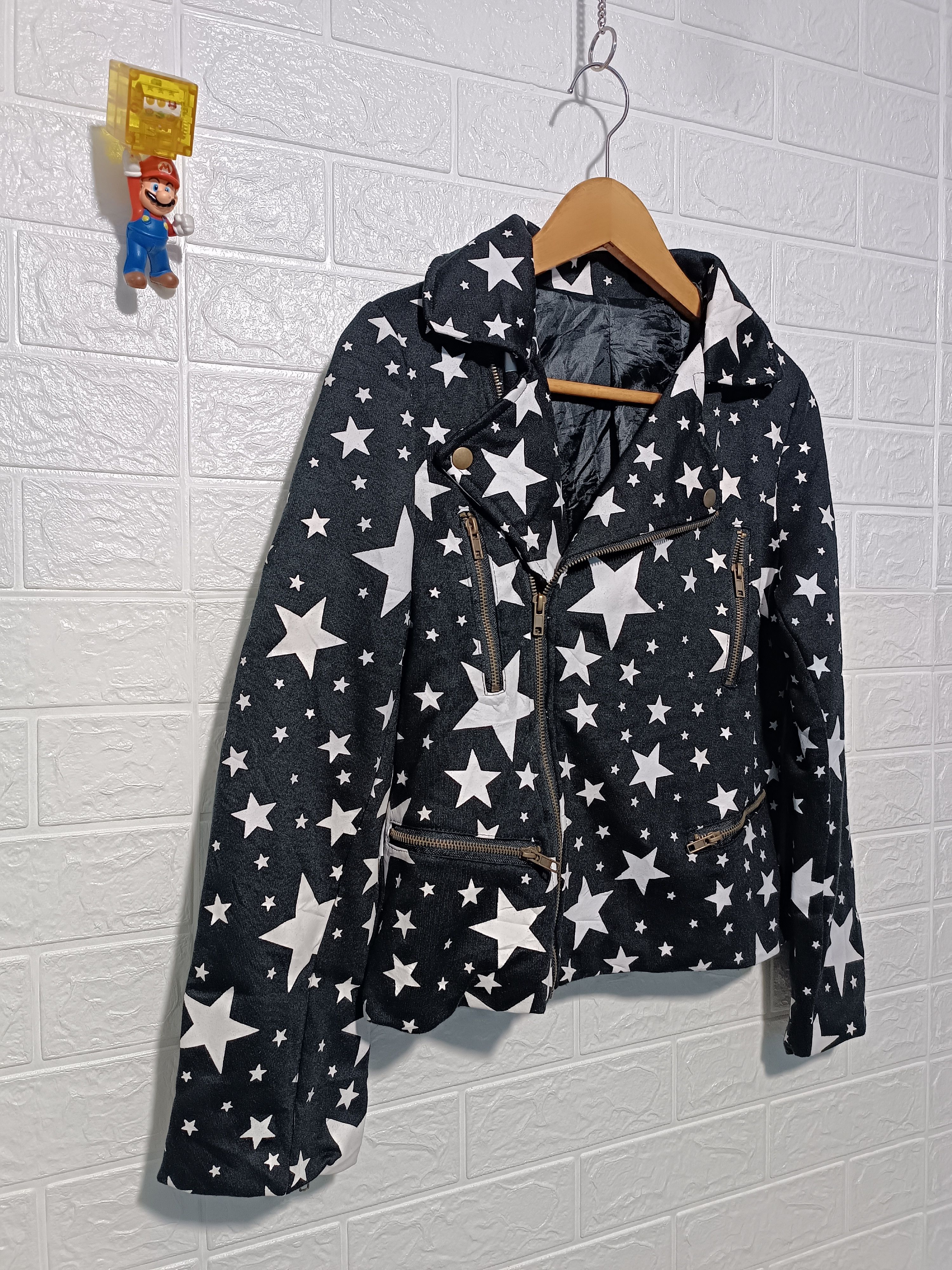 Japanese Brand Vintage Biker Jacket Double Layer Star Print Size M / US 6-8 / IT 42-44 - 4 Thumbnail