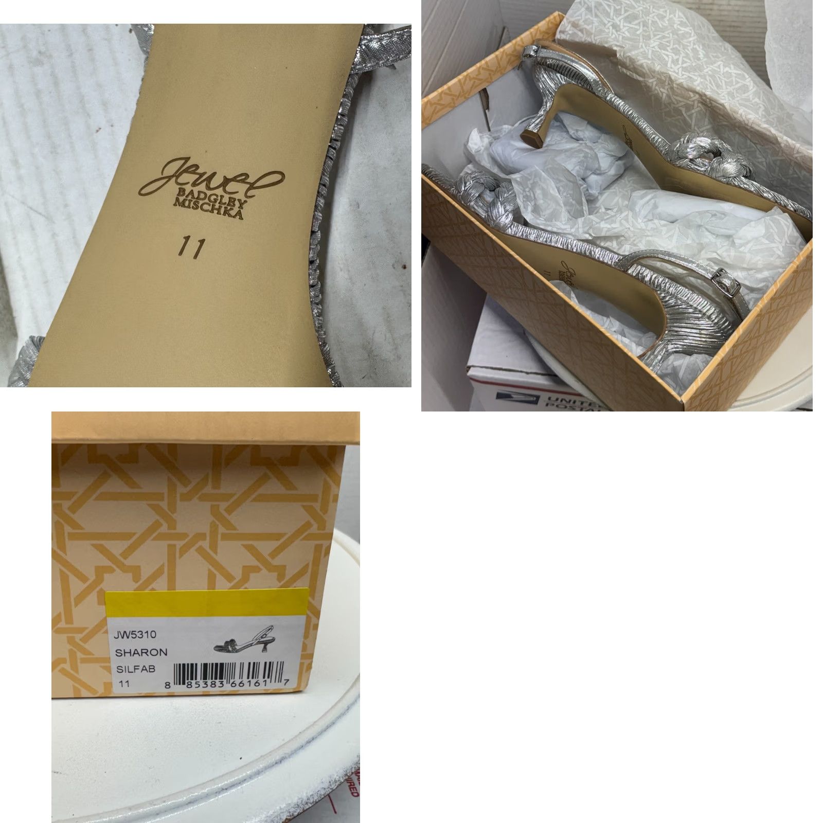 Badgley Mischka Badgley Mischka Jewel Sharon Slingback Sandal Kitten Silver Strap Women 11 NEW Size US 11 / IT 41 - 9 Thumbnail