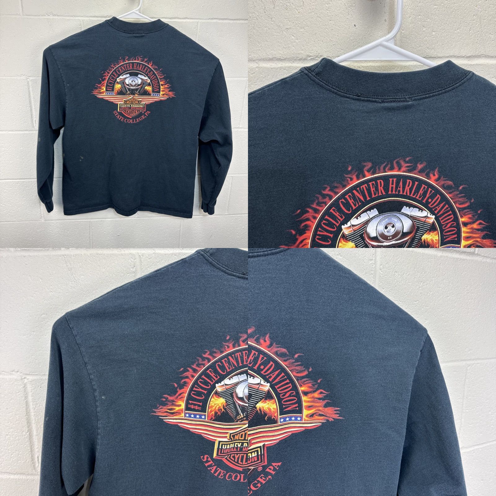 Harley Davidson VINTAGE Harley-Davidson Metal Eagle Flames Long Sleeve XL Unisex Black 1990s Graphic Tee Size US XL / EU 56 / 4 - 9 Thumbnail