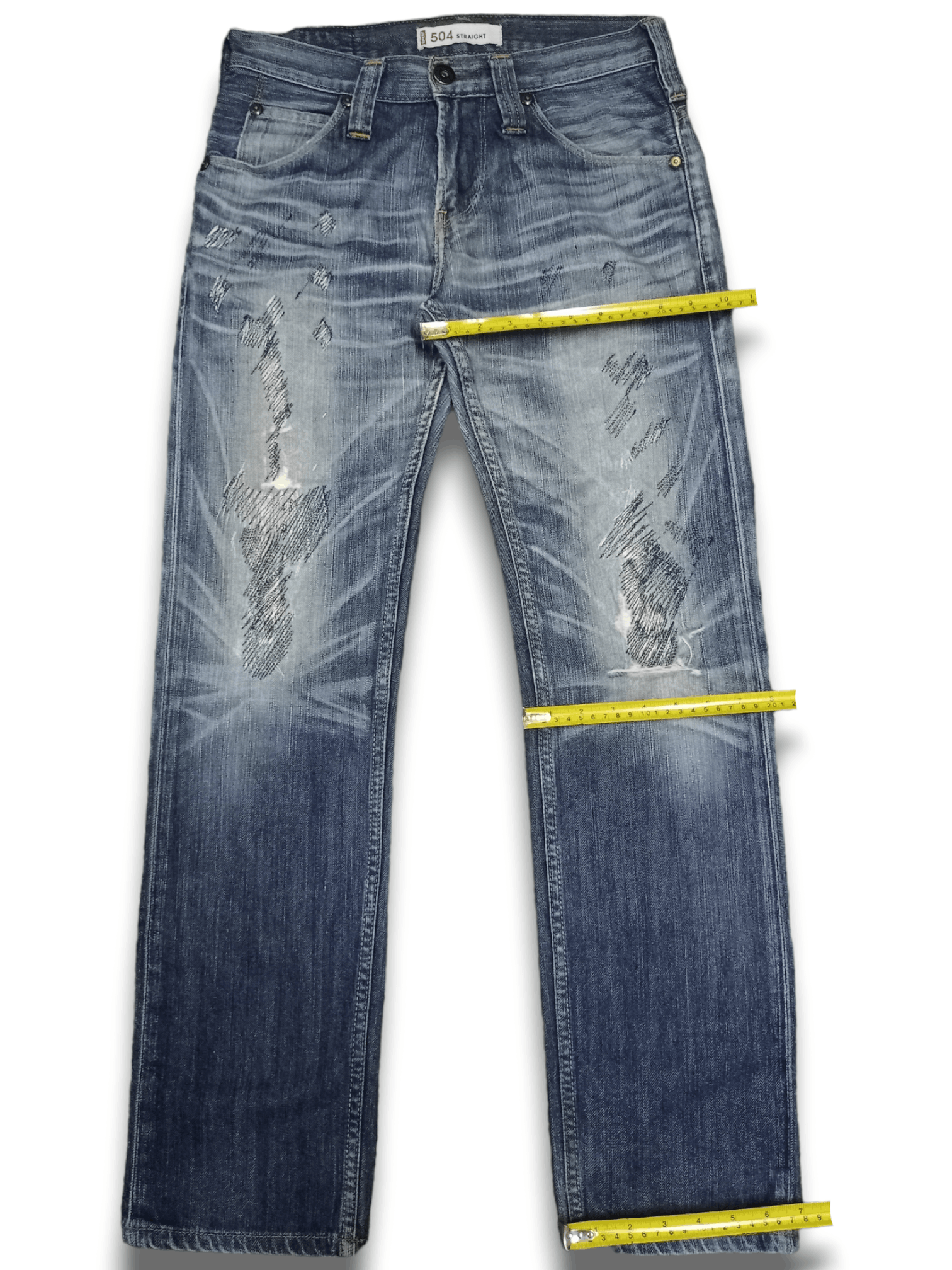 Levi's × Levi's Vintage Clothing Vintage 90s Levis 504 Blue Wash Distressed Rework Jeans Size US 31 - 12 Thumbnail