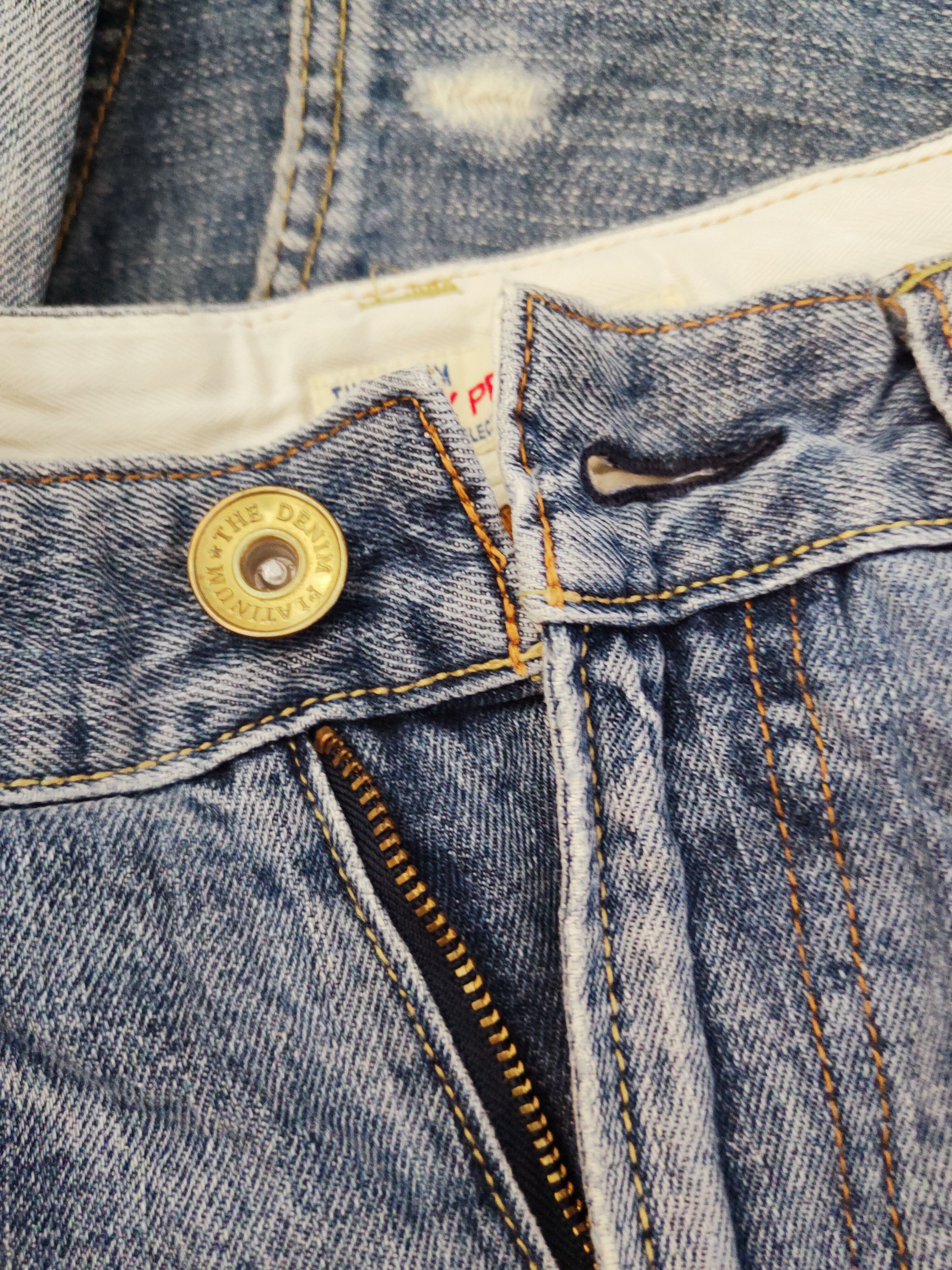 Japanese Brand × Vintage 1991 Navy Produce Blue Distressed Ripped Jeans Size US 32 / EU 48 - 13 Thumbnail