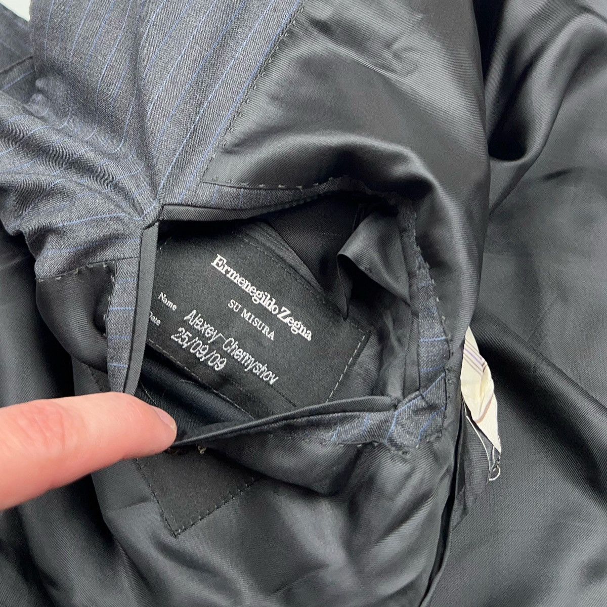 Ermenegildo Zegna Ermenegildo Zegna Su Misura Stripped Suit Wool Silk Size 46L - 12 Thumbnail