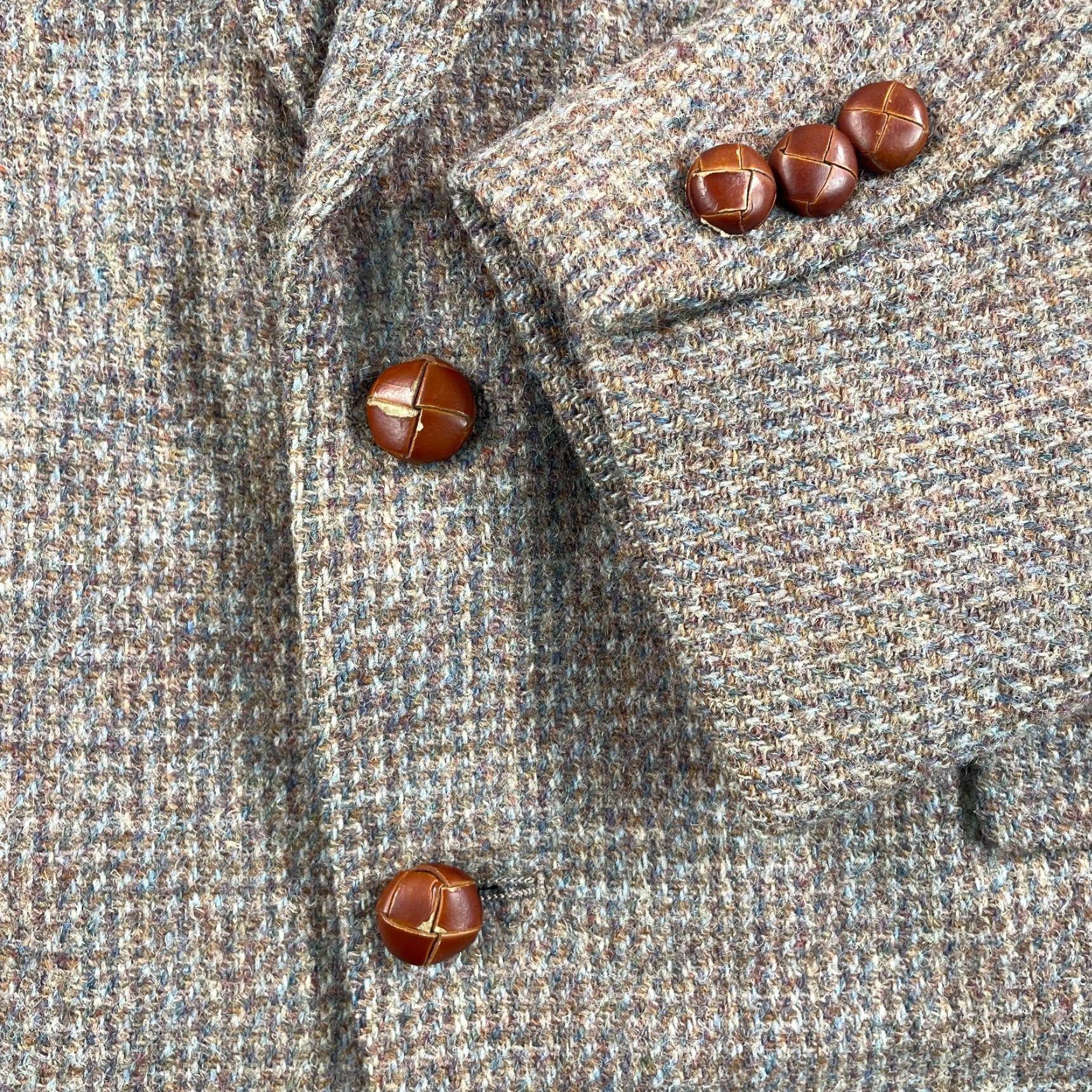 Harris Tweed VTG Harris Tweed Blazer Jacket Sport Coat Mens 42 Brown Blue Pure Wool USA Made Size 42R - 5 Thumbnail