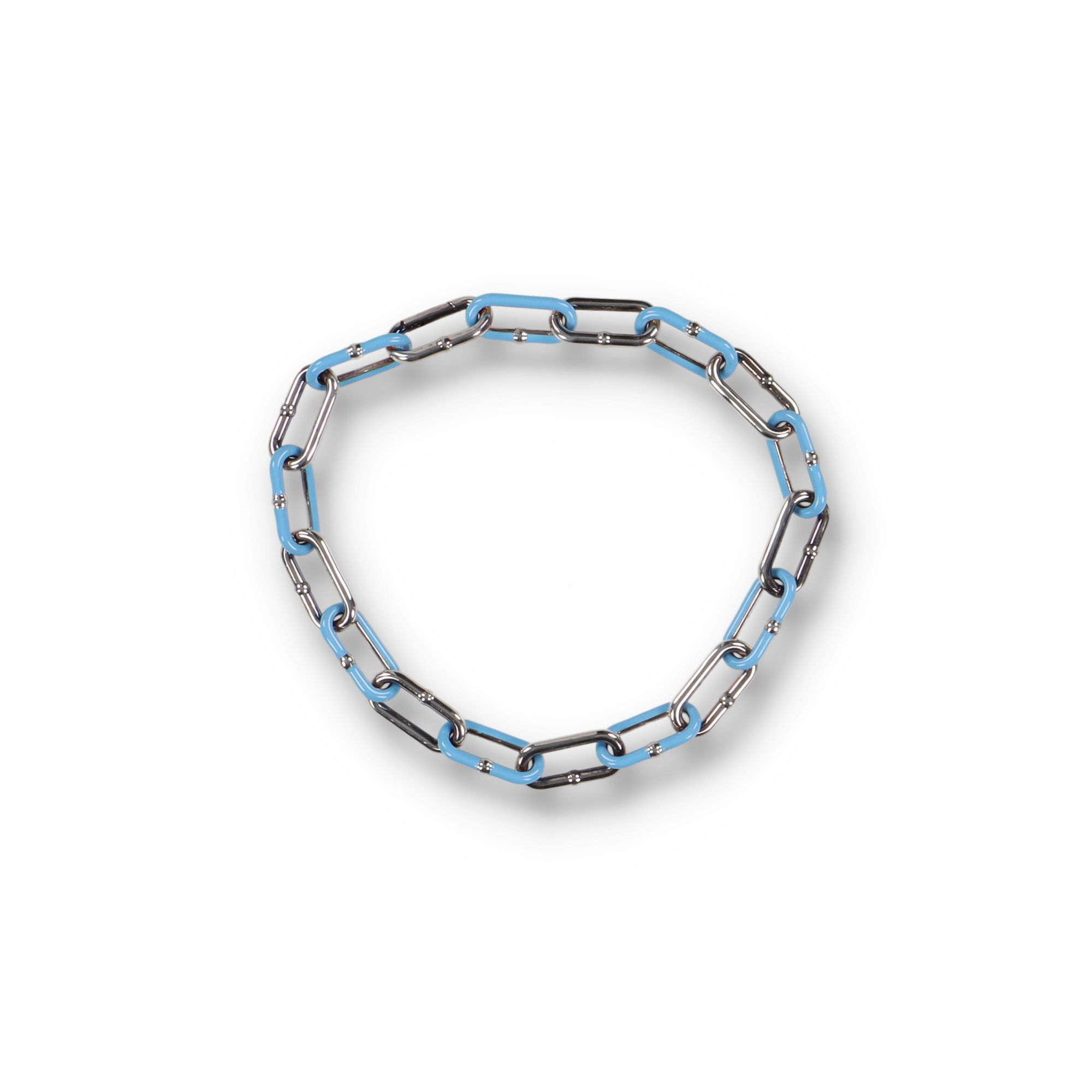 Bottega Veneta Blue Enamel and Sterling Silver Chain Necklace Size ONE SIZE - 2 Thumbnail