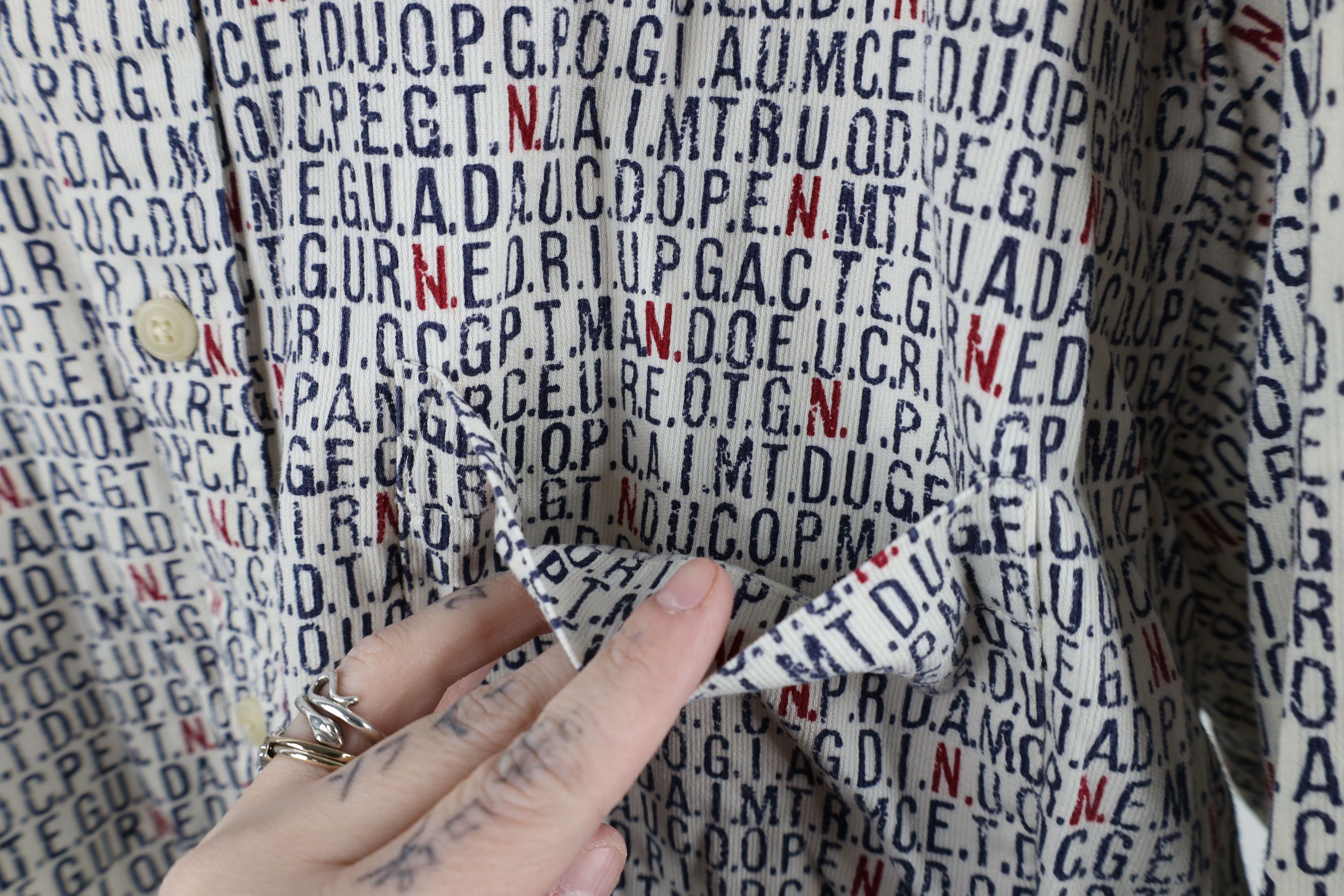 Nautica × Vintage Vintage 90s Nautica All Over Print Button Down Shirt Size US XL / EU 56 / 4 - 4 Thumbnail