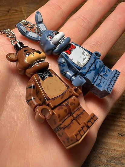 Cartoon Network FNAF Bonnie Freddy minifigure keychain custom handmade Size ONE SIZE - 7 Thumbnail