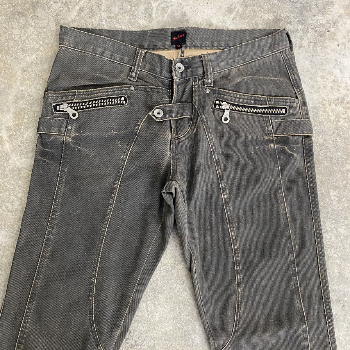 JACKROSE 2000’s Jackrose Coated Panelled Super Flared Jeans Size US 32 / EU 48 - 4 Thumbnail
