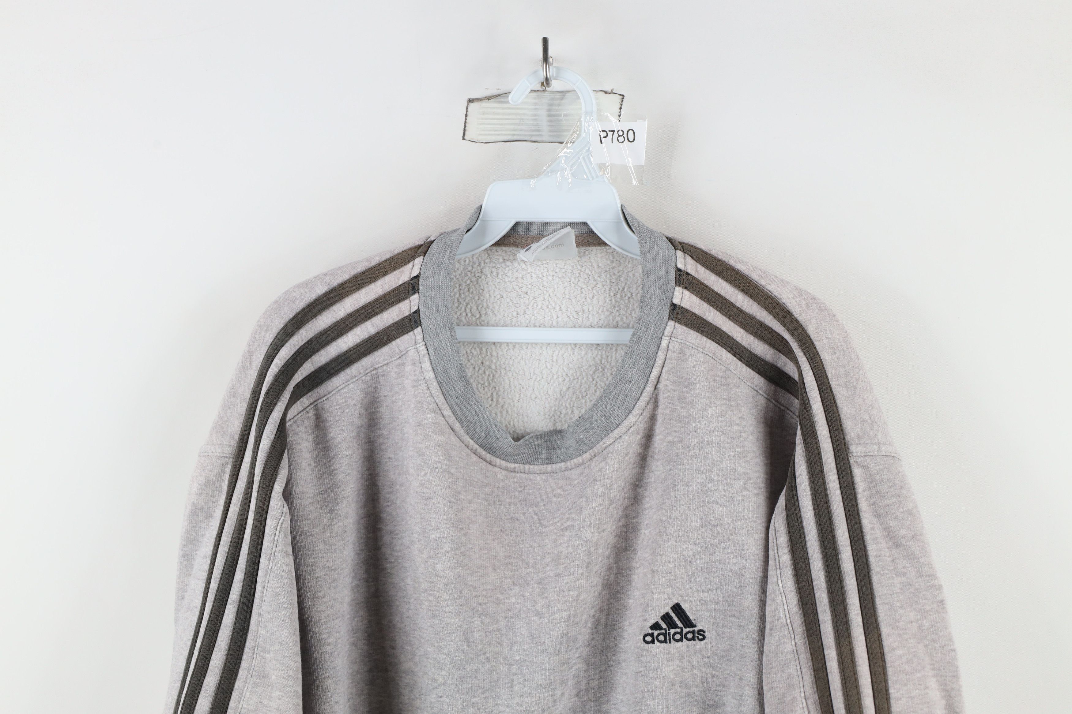 Adidas × Vintage Vintage Adidas Spell Out Striped Crewneck Sweatshirt Gray Size US L / EU 52-54 / 3 - 2 Thumbnail