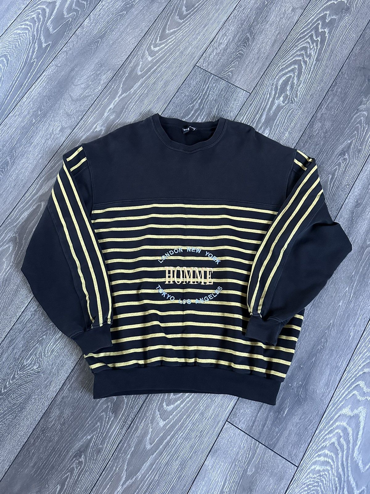 Balenciaga Stripe Crewneck Sweater in Black