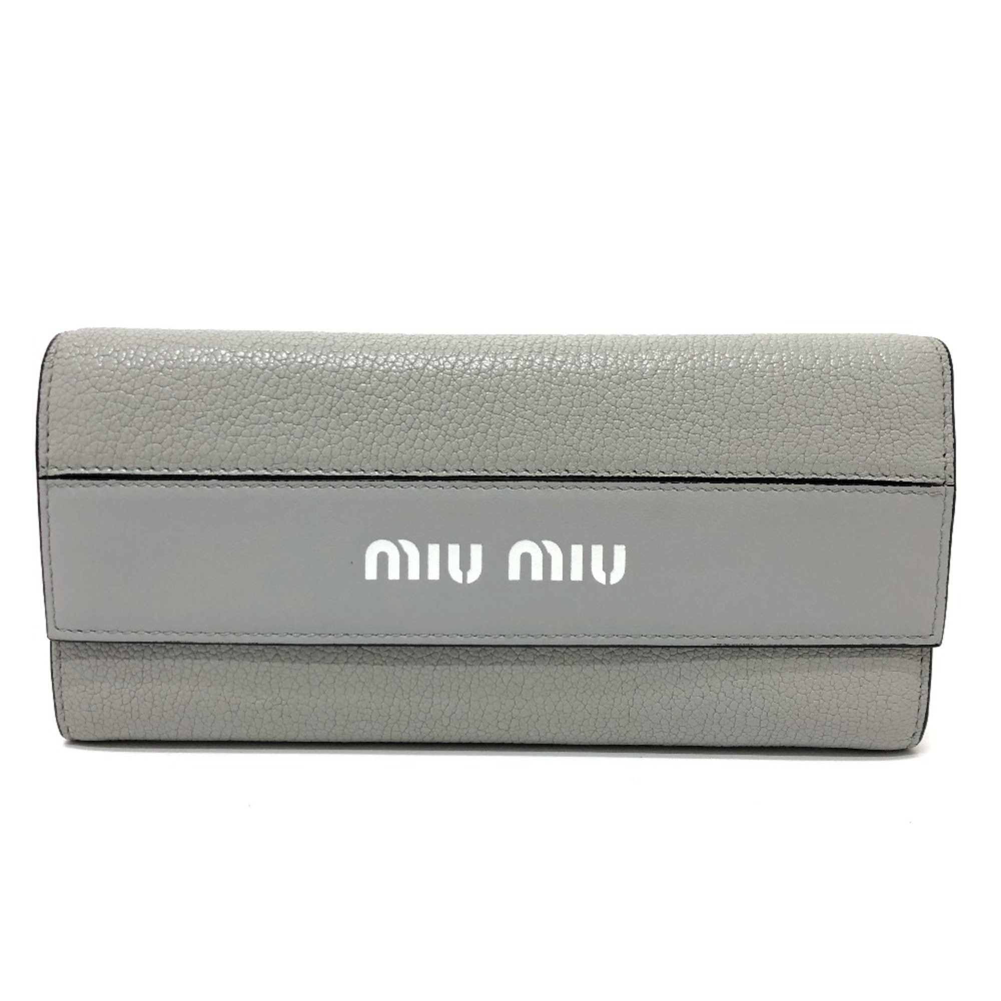 Miu Miu Miu Miu 5MH109 logo Bifold Long Wallet gray Black/SilverHardware Size ONE SIZE - 1 Thumbnail