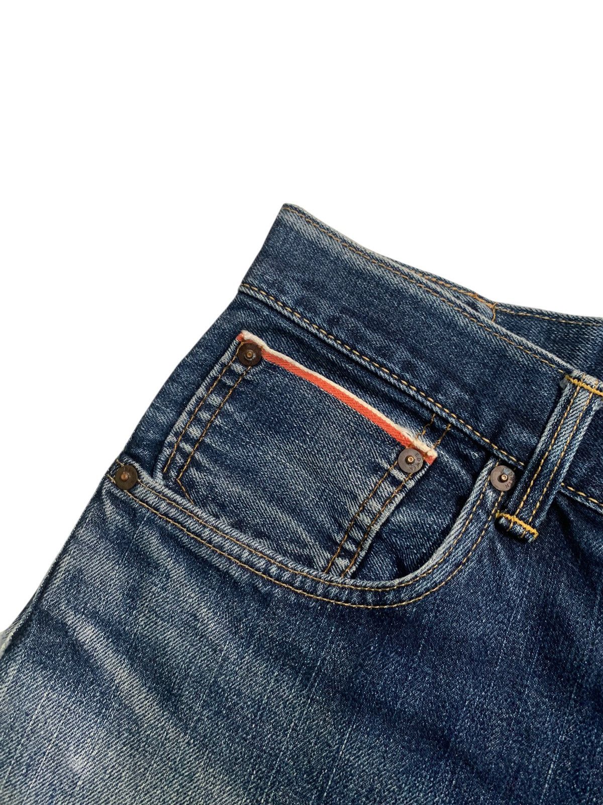 VINTAGE EDWIN 505Z SELVEDGE BUCKLE BACK DISTRESSED DENIM