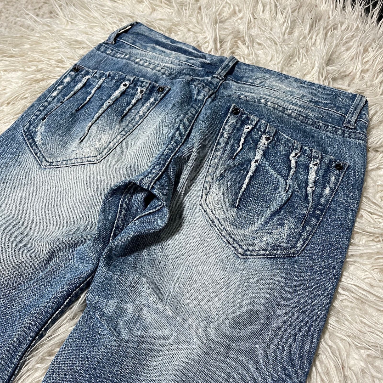 Hysteric Glamour Vintage Japanese Brand Faded Clawmark Low Rise Denim Jeans Size 30" / US 8 / IT 44 - 16 Thumbnail