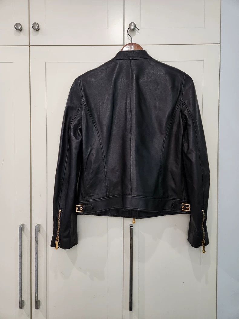Versace Versace Black sheepskin asymmetrical willow studded zip le Size S / US 4 / IT 40 - 2 Thumbnail