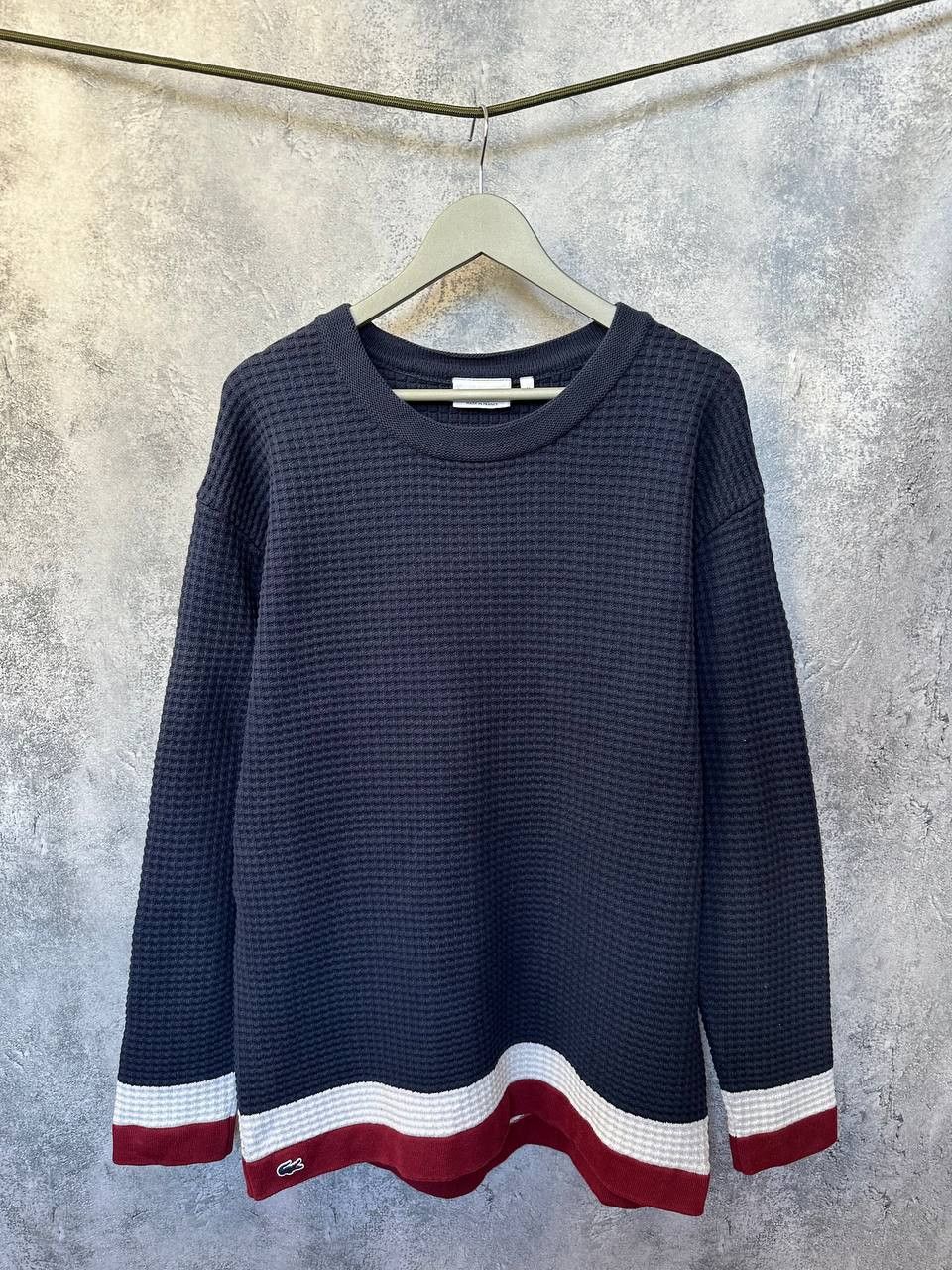 Lacoste Lacoste Waffle Knit Sweater - Made in France - Navy Pullover Size US XL / EU 56 / 4 - 2 Thumbnail