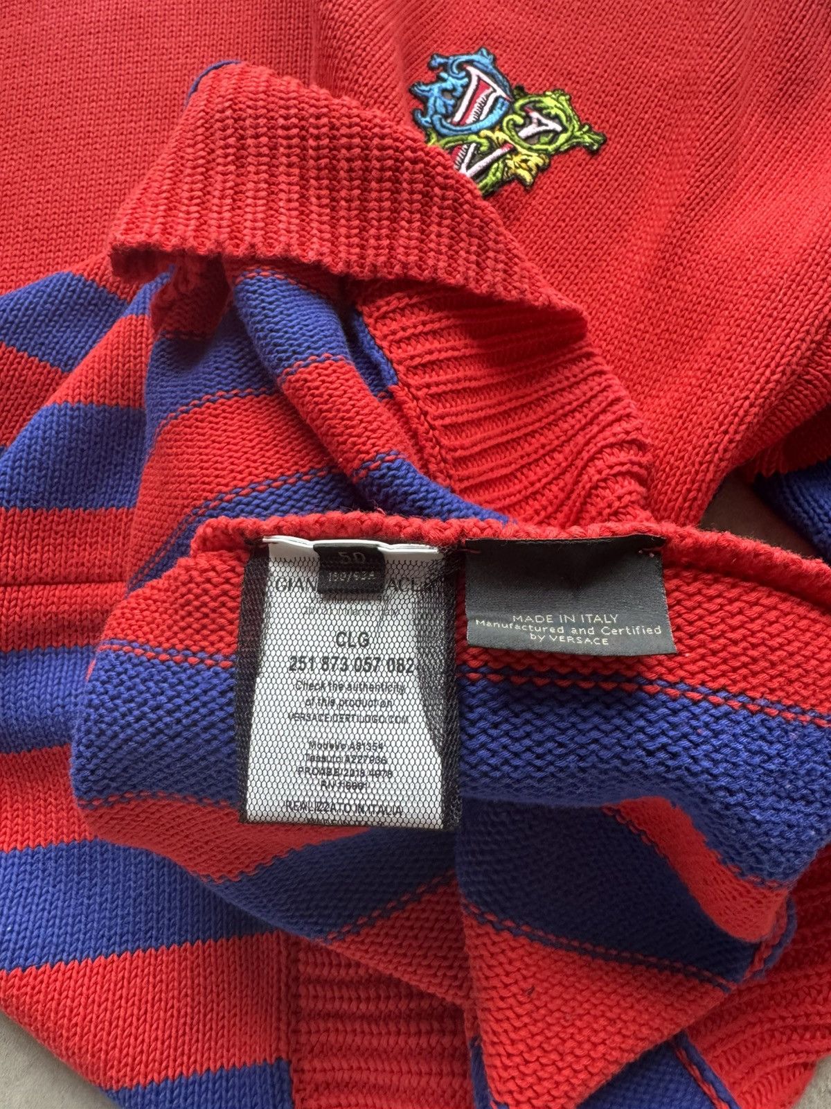 Versace Versace Striped Red Men’s 50 Size Cotton Knited Sweatshirt Sweater Pullover Size US L / EU 52-54 / 3 - 10 Thumbnail
