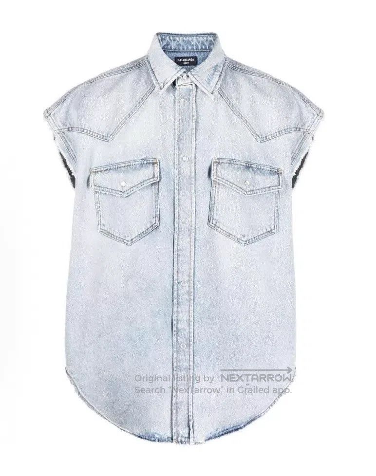 Balenciaga Balenciaga Ripped Design Denim Vest with Frayed Edges Size US XS / EU 42 / 0 - 1 Thumbnail