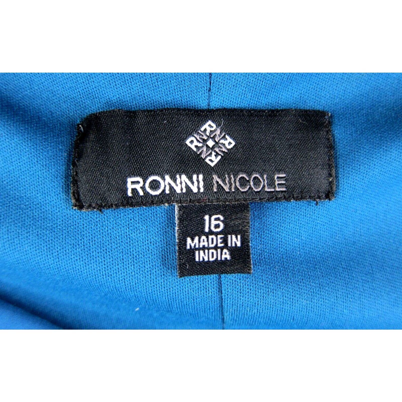 Vintage VINTAGE Ronni Nicole Blue Ruched Ruffle Stretch 3/4 Sleeve Sheath Work Formal Dress 16 Size XXL / US 16-18 / IT 52-54 - 3 Thumbnail
