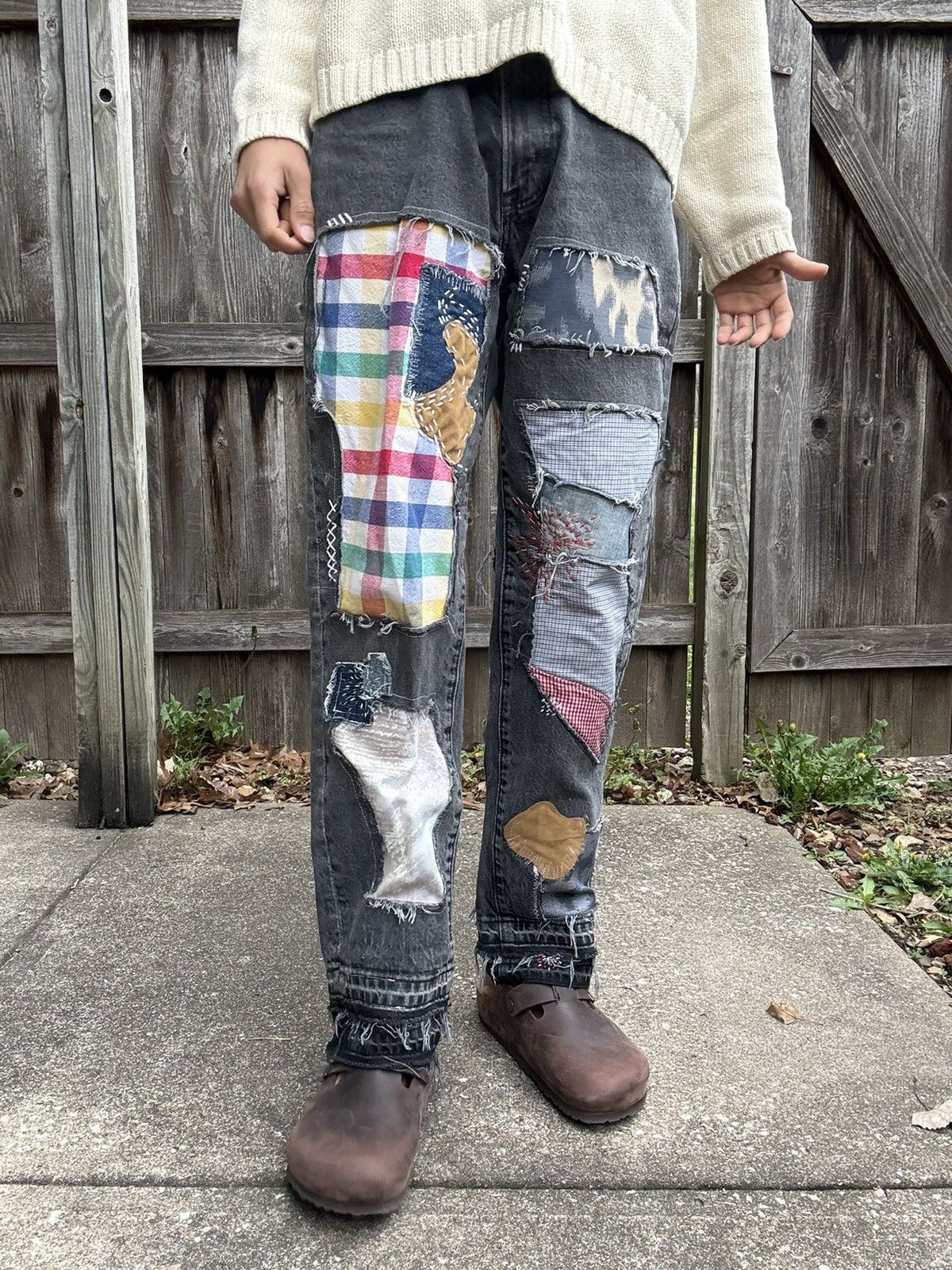 Abercrombie & Fitch Custom Rework A&F Loose Fit Jeans - Patchwork and Sashiko Size US 30 / EU 46 - 1 Thumbnail