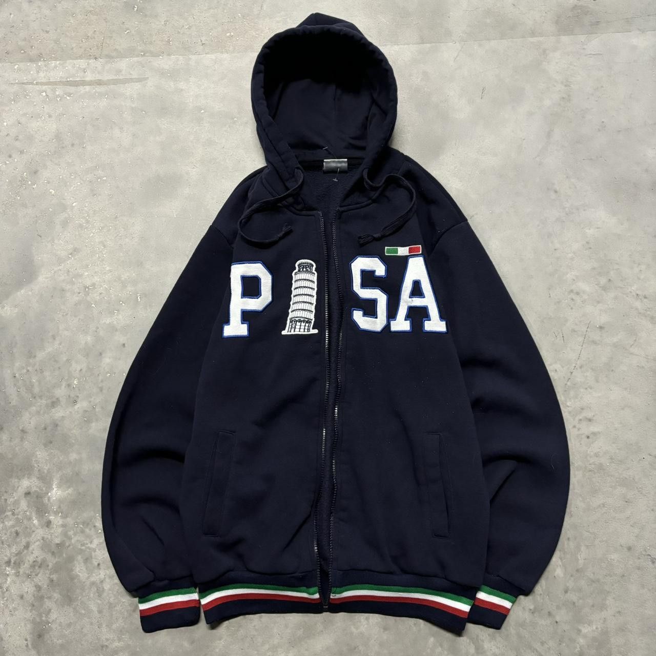 Japanese Brand × Vintage Vintage Y2K/2000s Navy Blue Pisa Italy Streetwear Hoodie! Size US M / EU 48-50 / 2 - 1 Thumbnail