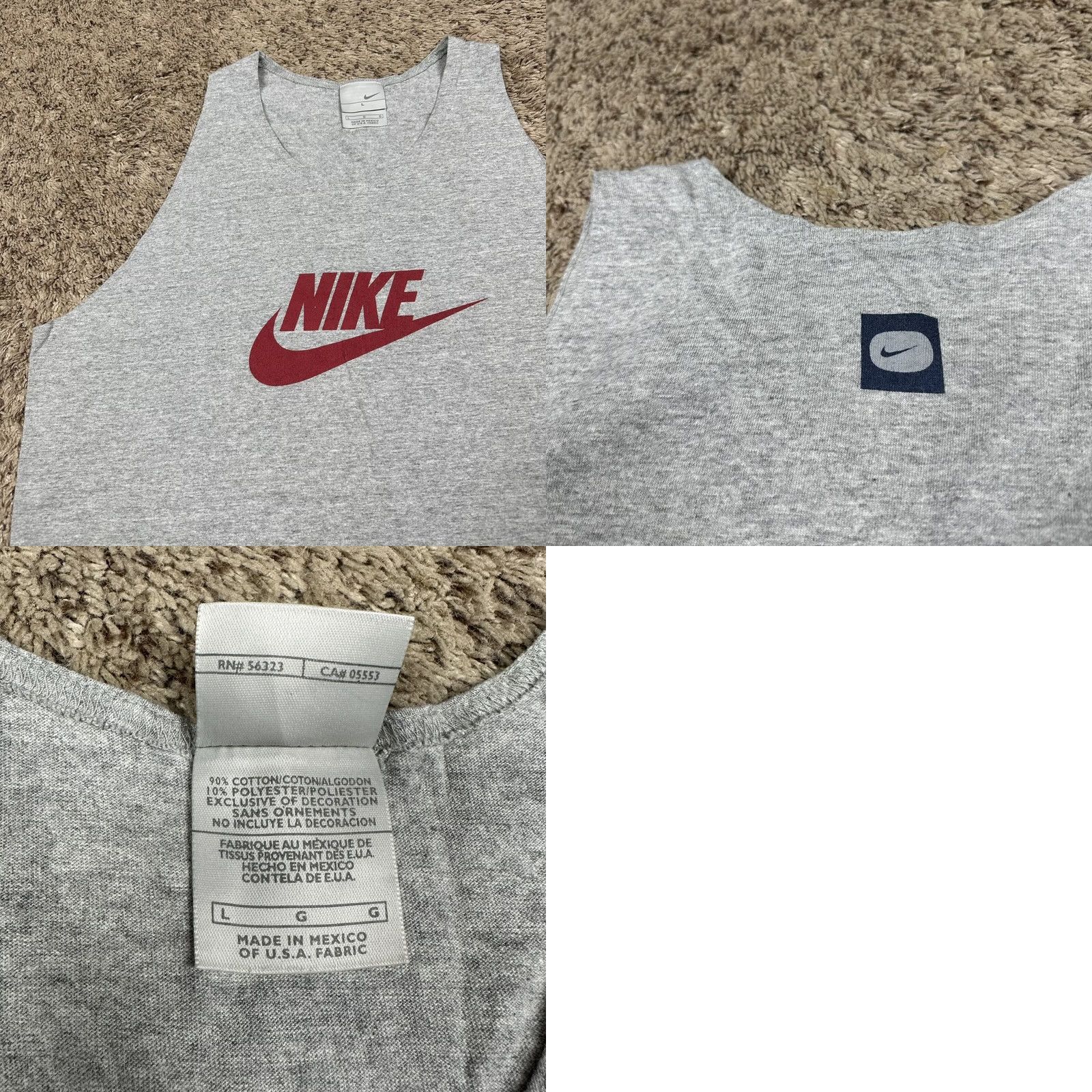 Nike VINTAGE Nike Adult Large Gray Sleeveless Tank Top Red Logo Athletic T Shirt Size US L / EU 52-54 / 3 - 8 Thumbnail