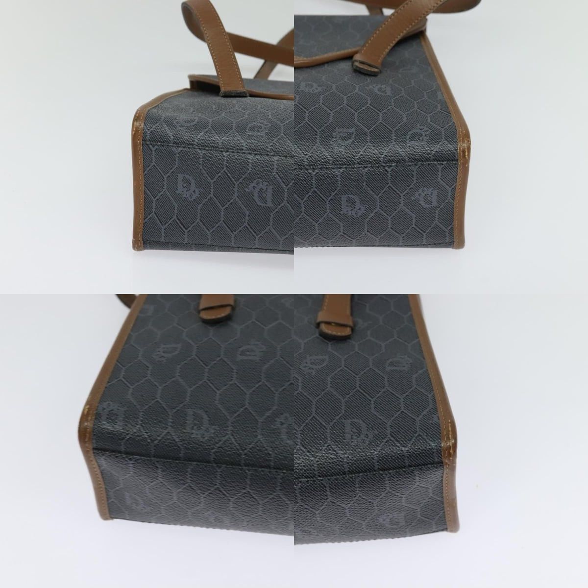 Dior DIOR Honeycomb Canvas Hand Bag Pvc Leather Gray Gold Size ONE SIZE - 10 Thumbnail