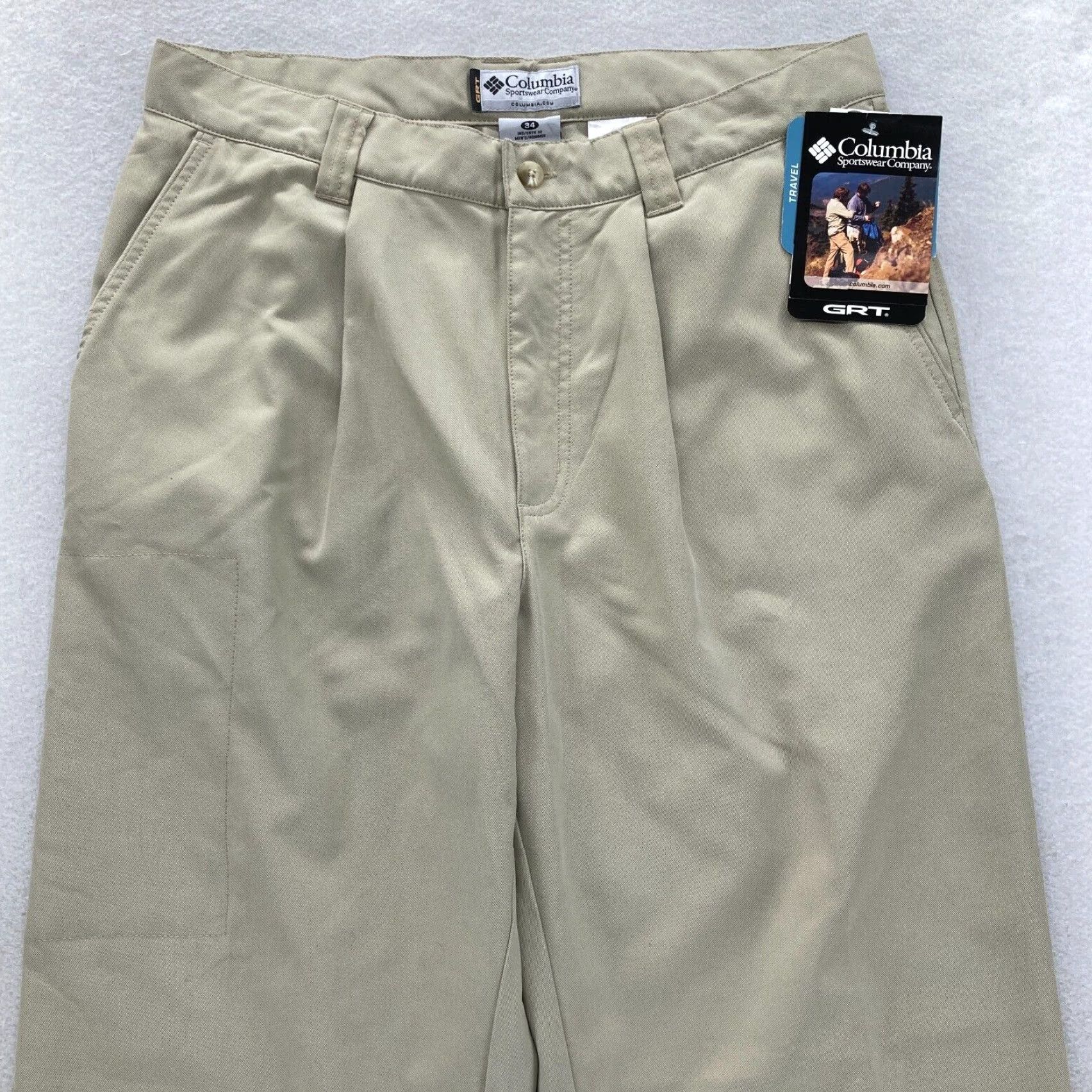 Vintage Columbia GRT Utility II Hiking Pants Mens 34x32 Fossil Beige Pleated Straight Size US 34 / EU 50 - 2 Thumbnail
