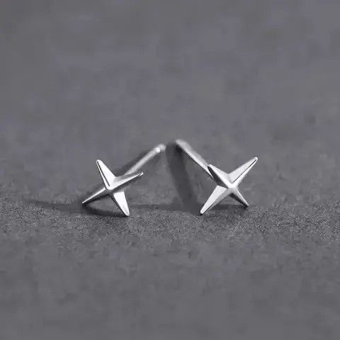 Jewelry Punk Small Cross Stud Earrings Size ONE SIZE - 2 Thumbnail