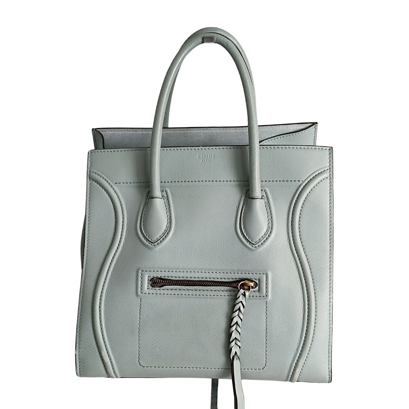 image of Celine Celine Celine Luggage Handbag In Powder Blue Leather, Women's